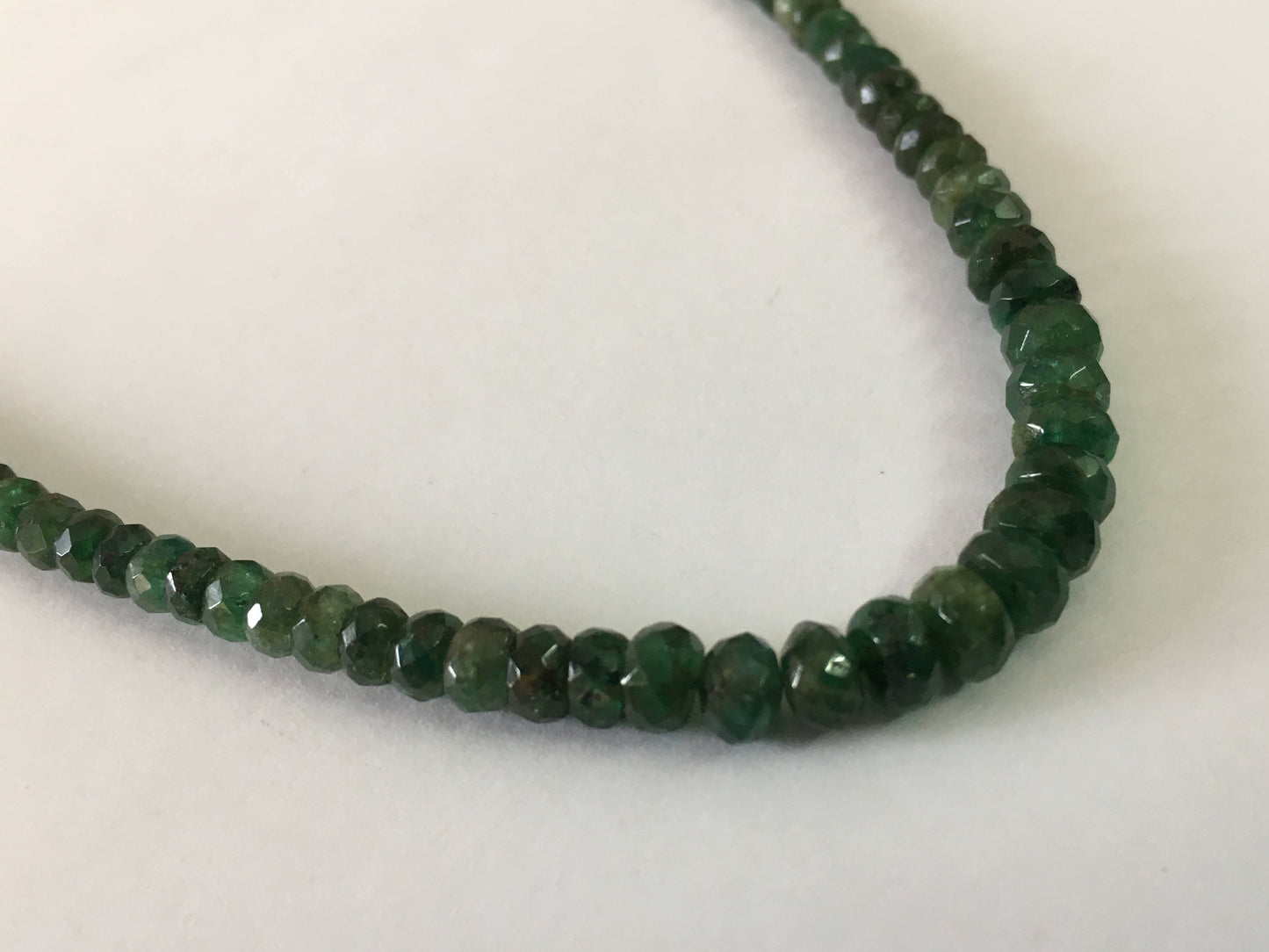 Elegant Dark green  Emerald faceted beads rare necklace 3mm to 6mm faceted emerald beads necklace weight 57.83 length 16 Inches