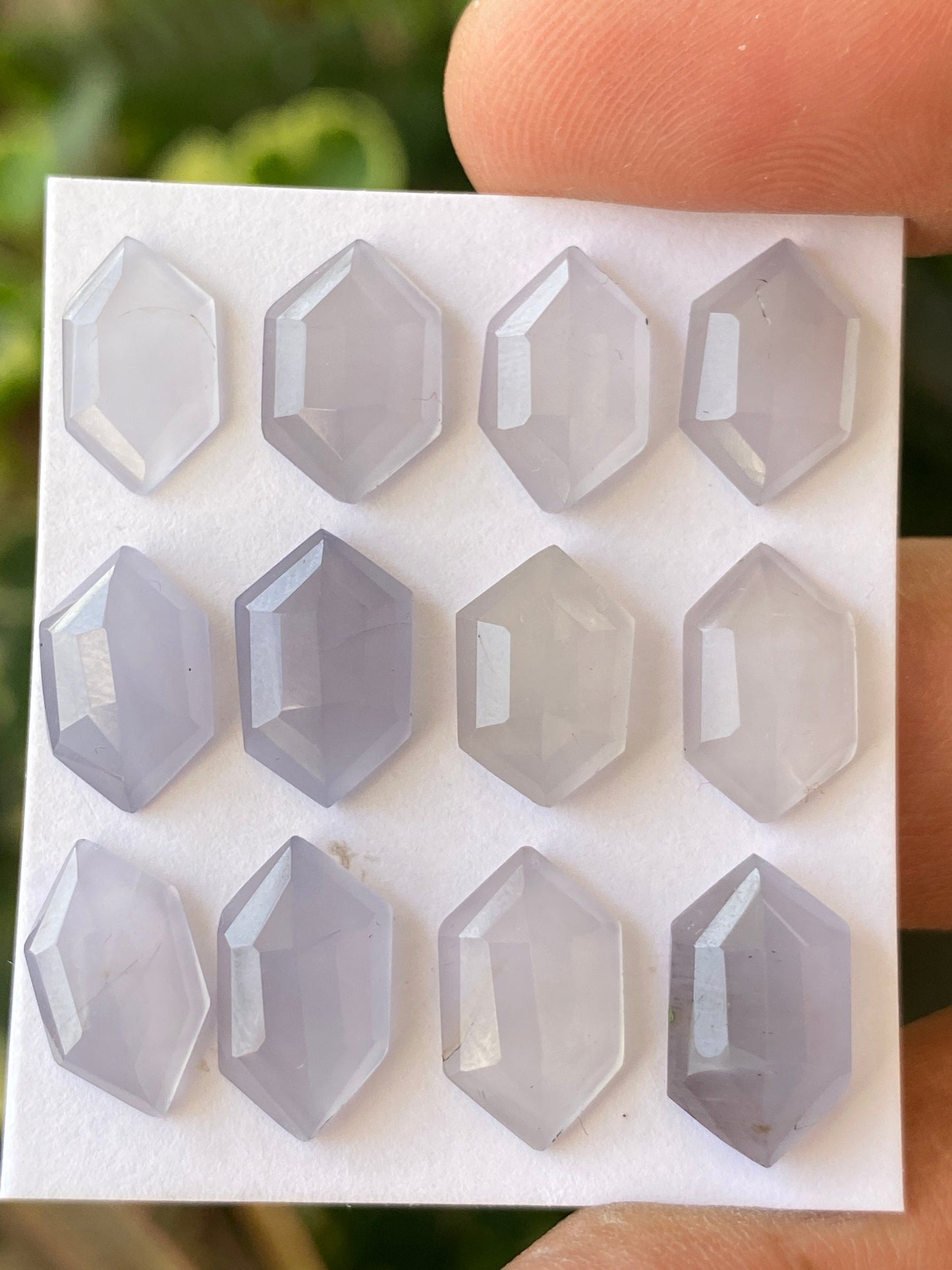 Awesome lavender Chalcedony hexagon stepcut gems  wt 30 cts Pcs 12 size 12.2x7.2mm-13.9x8.3mm natural chalcedony hexagon stepcut