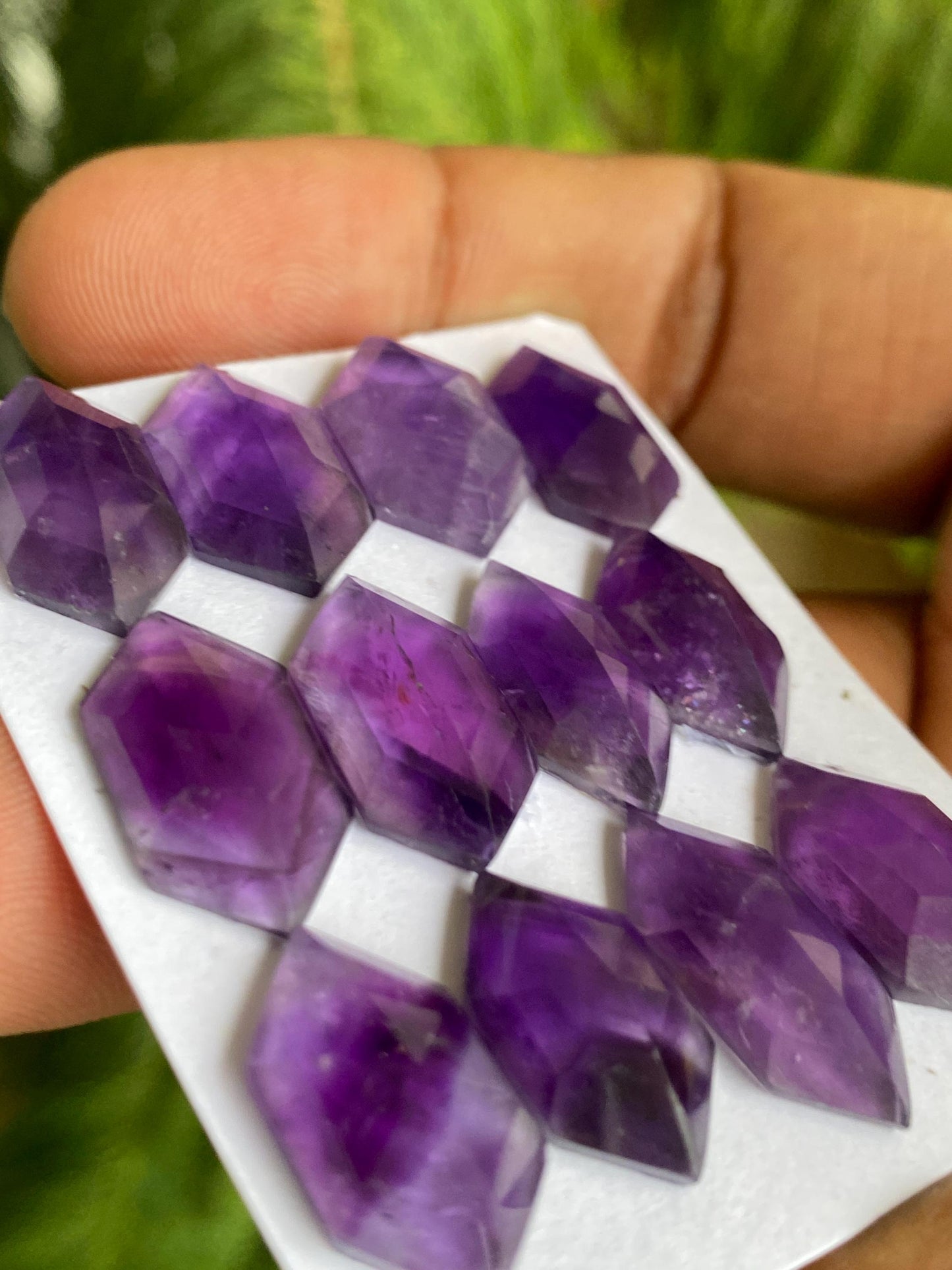 Fabulous amethyst hexagon stepcut gems weight 63 carats pcs 12 size 16x9-19x10mm amethyst hexagon stepcut gems