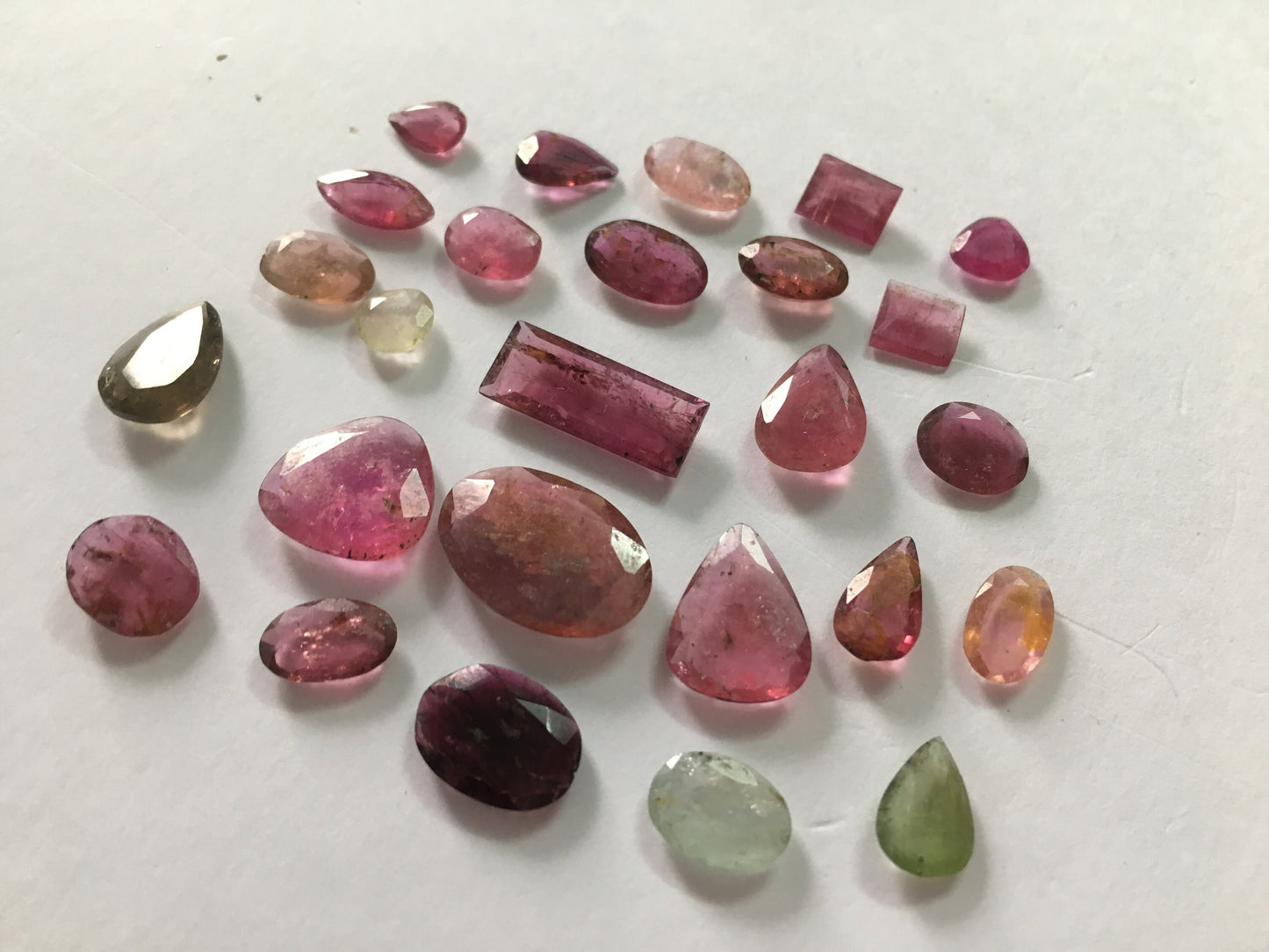 Rare natural tourmaline flat cutstones weight 35.30 carats lightweight jewelry supply tourmaline flat cut mix shapes 7.1x5-16.5x11.2 mm