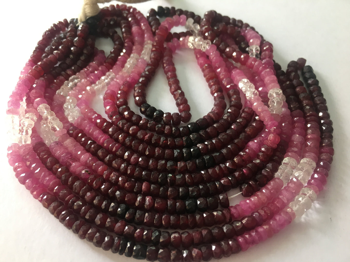 Ruby shaded beads wholesale lot five strands big size 4.2mm to 4.7mm length 16 inches each