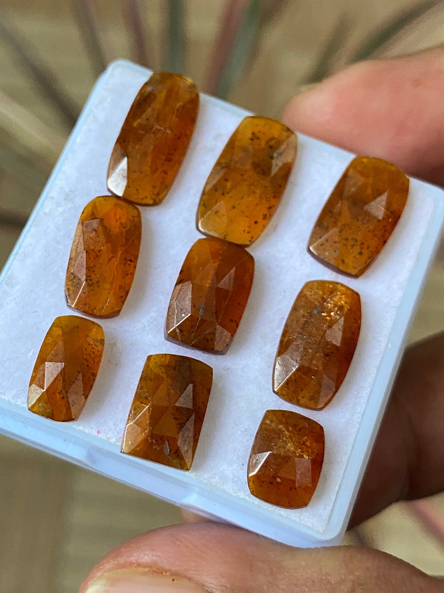 Fantastic Rare orange kyanite rosecut cushion  flats fine quality wt 31.5 cts pcs 9 size 8.8x7mm-14x7.8mm quality rosecut kyanite