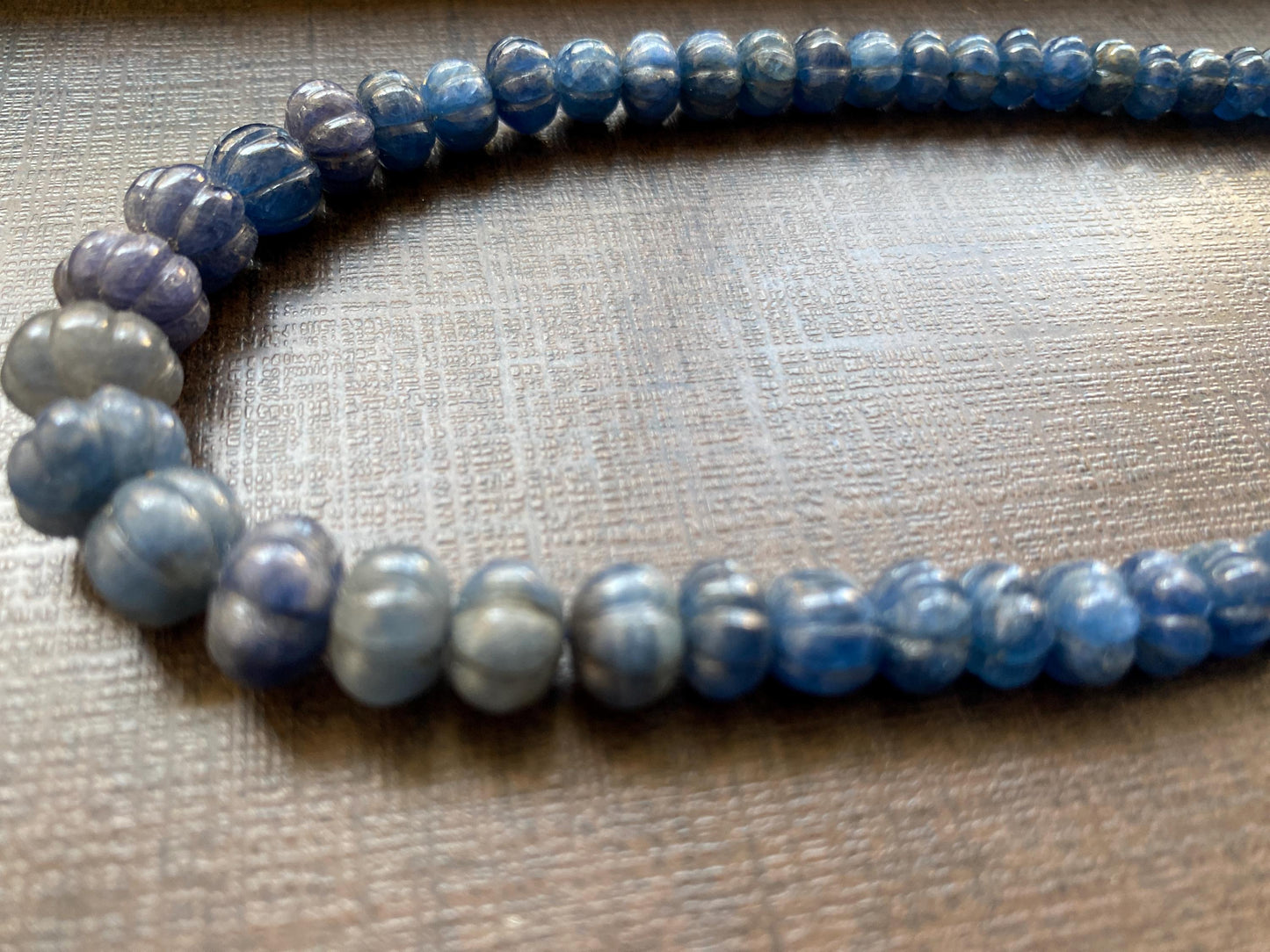 Blue sapphire melon carved beads 250  carats 16 inches size 6mm-11mm sapphire carved beads Handcarved melon carving sapphire beads