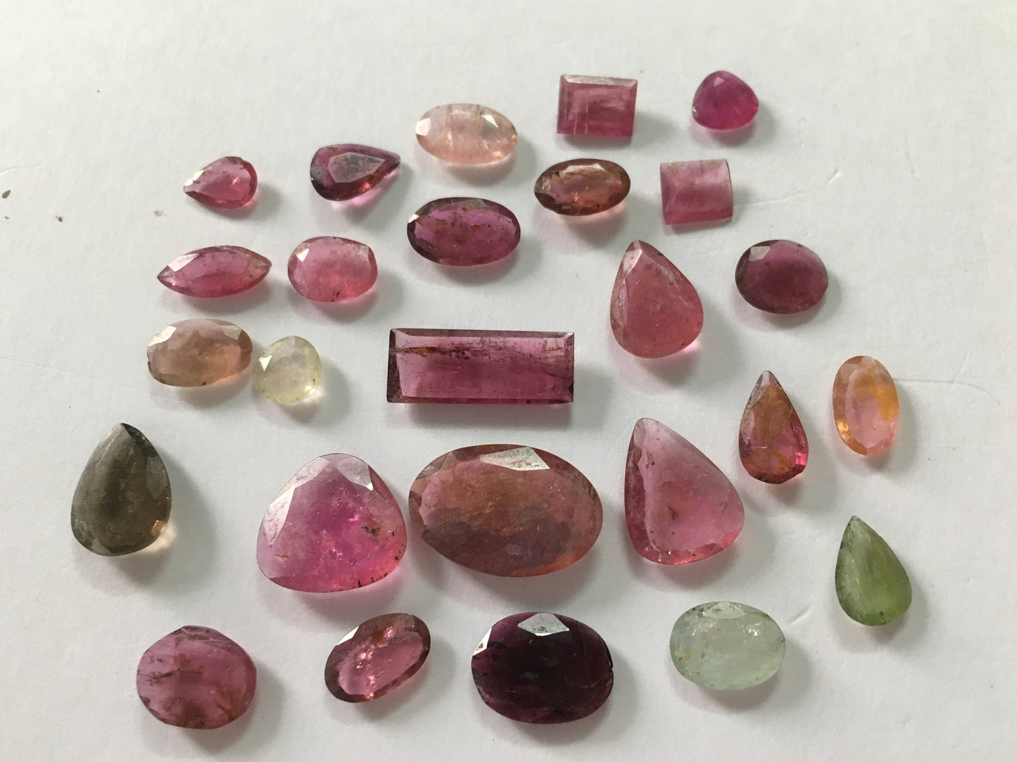 Rare natural tourmaline flat cutstones weight 35.30 carats lightweight jewelry supply tourmaline flat cut mix shapes 7.1x5-16.5x11.2 mm