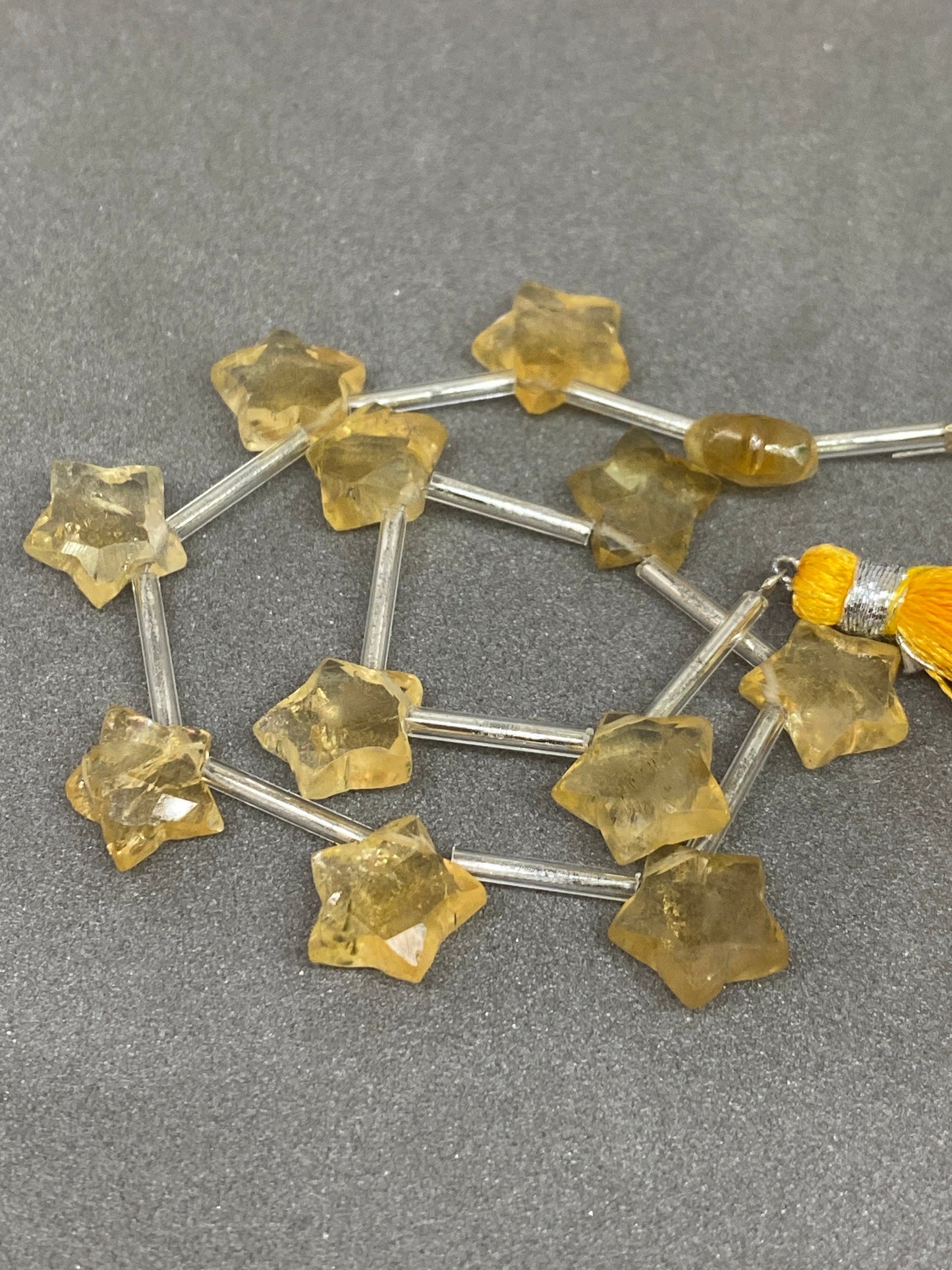 Lovely  rare citrine faceted star shape briolette strand length 8.5 inches wt 42 cts approx size 11x10mm-10x9mm Citrine star briolette