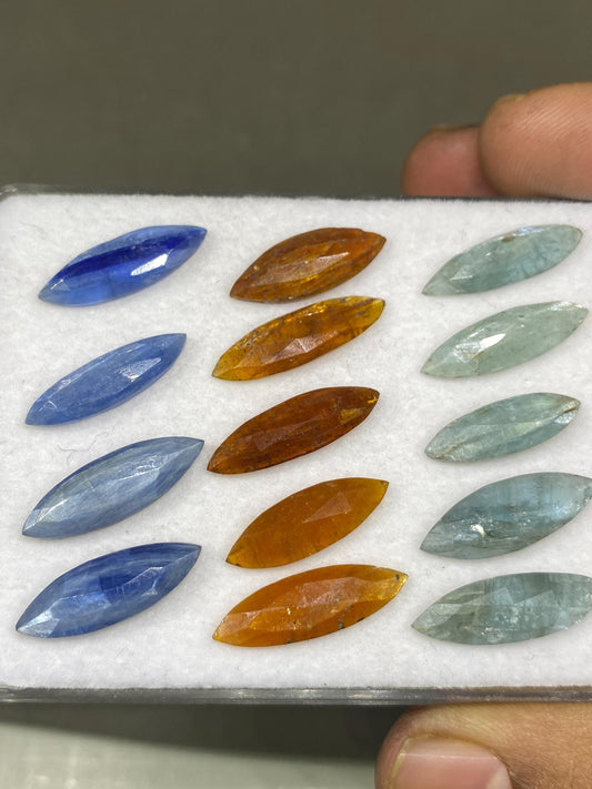 Stunning Rare multi Kyanite rosecut marquise blue orange green kyanite flats fine quality wt carats pcs 14 size good quality rosecut kyanite