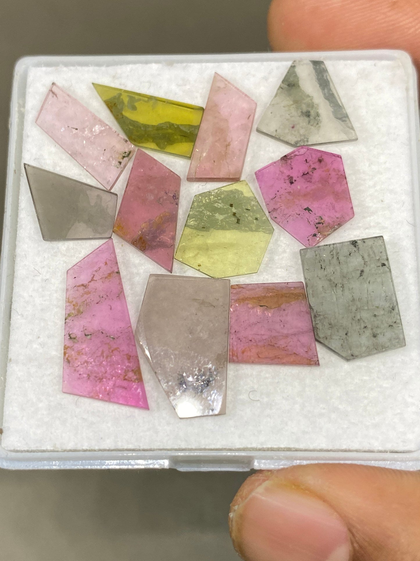 Fabulous Watermelon multi tourmaline geometric smooth flats fine quality weight 18.20 carats size 16x6-19.3x8mm pcs 12 tourmaline geometric