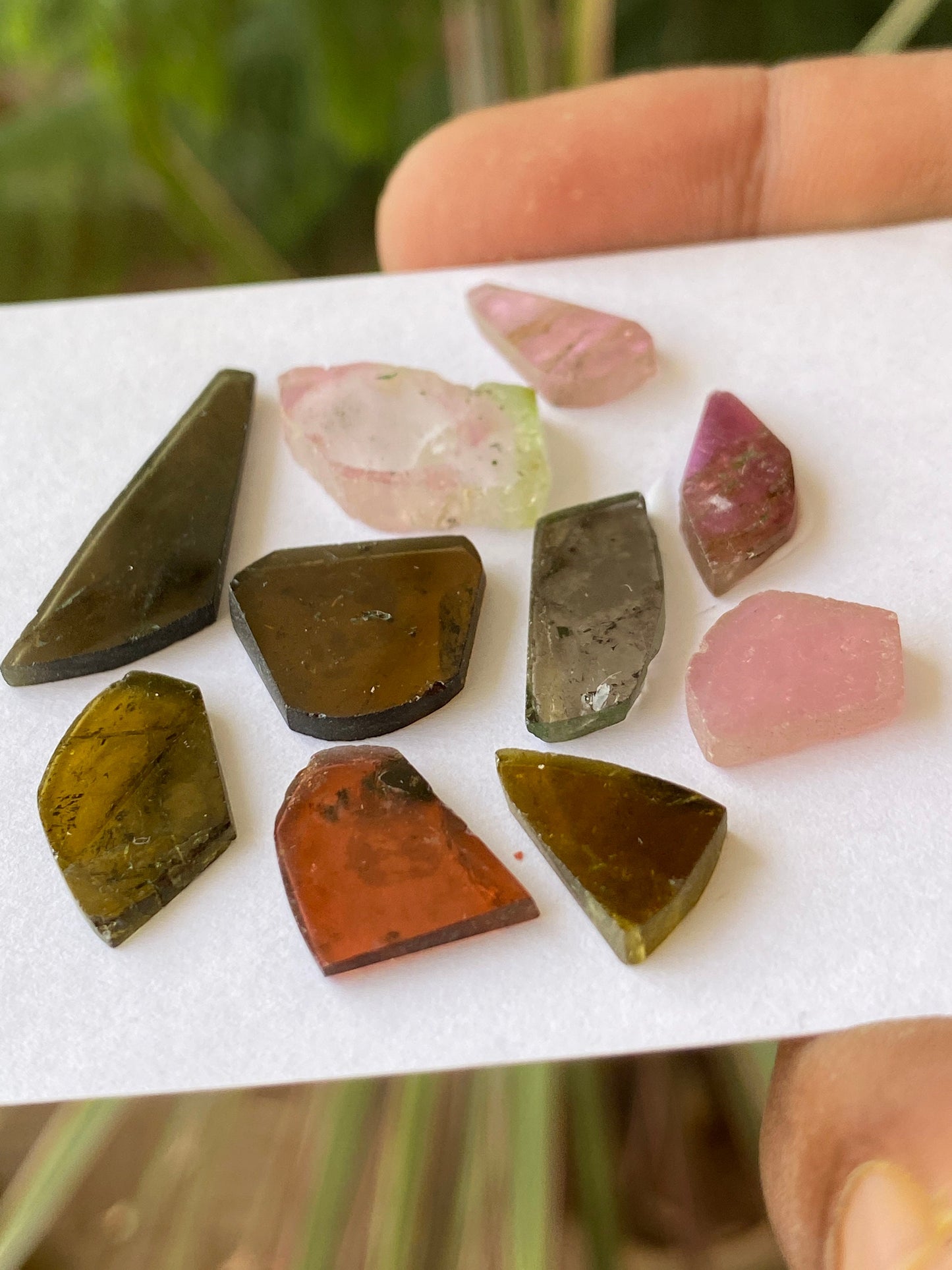 Lovely Watermelon multi tourmaline geometric cut flats lot fine quality wt 39 cts size 11x10mm-26x10mm pcs 10 natural tourmaline geometric