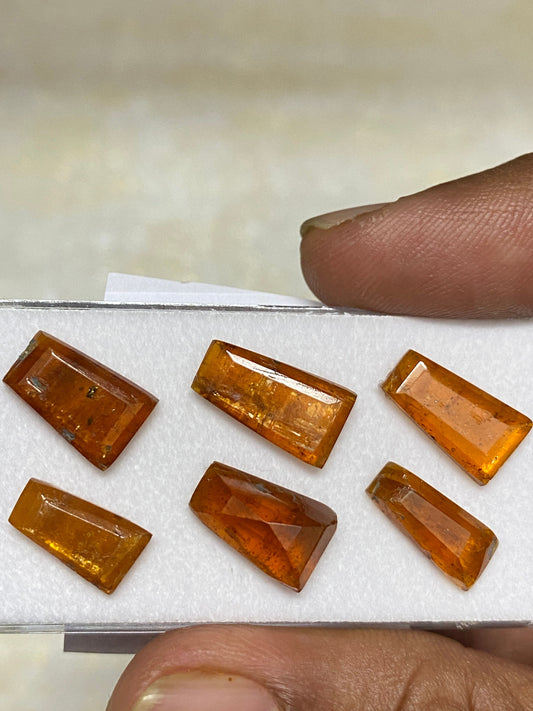 Fabulous Rare orange kyanite rosecut trapezium shape step cut weight 21 carats pcs 6 size 12x6.6mm-13x8.2mm good quality rosecut kyanite