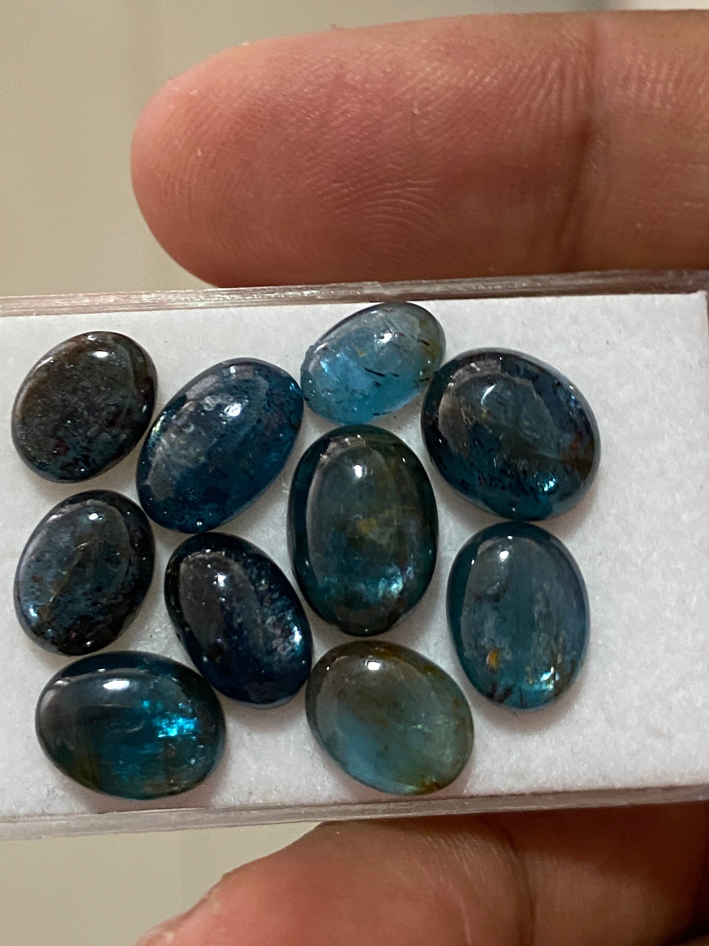 rare teal kyanite oval cabochons fine quality wt 31 cts size 8.7x6mm-11.8x8.5mm pcs 10 ink blue kyanite oval smooth cabs