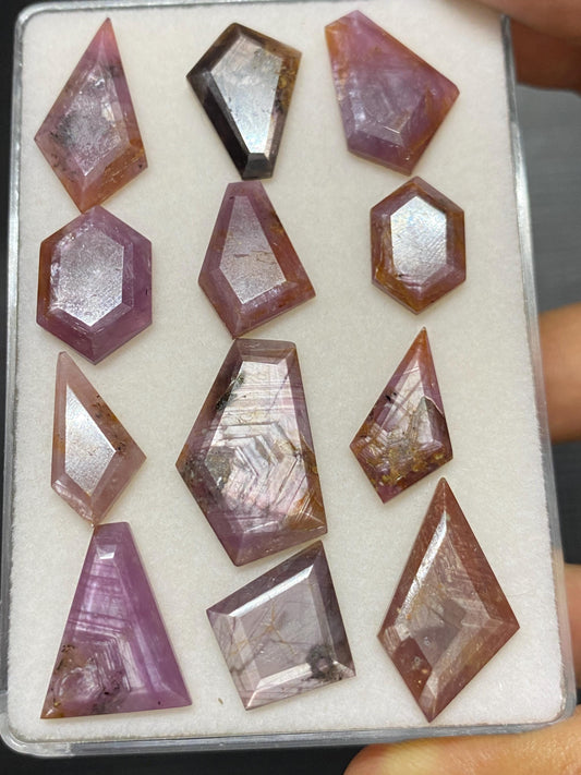 Marvellous extremely rare star ruby sapphire fancy geometric  stepcut weight  76 cts pcs 12 size 15x10-23x14mm star sapphire step cut