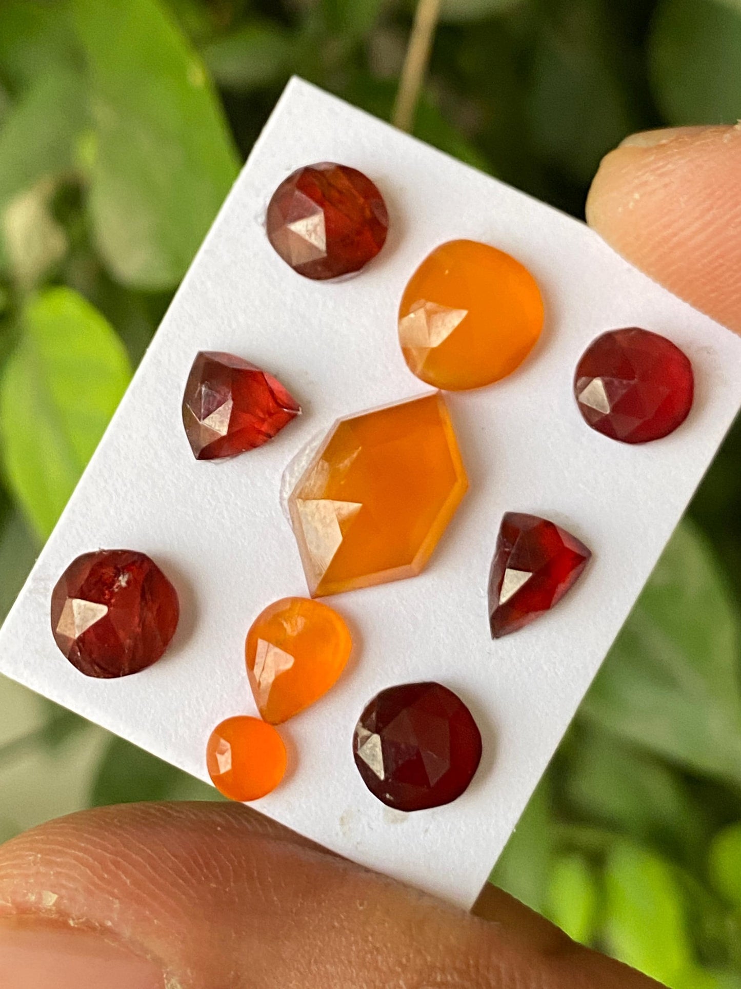 Stunning rare rosecut red garnet carnelian  rosecut pcs 10 wt 14.15 cts mix sizes 4.8mm-13.8x8.5mm mix gemstone rosecut