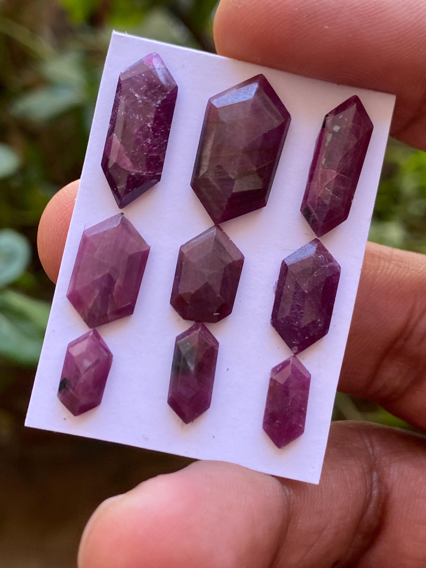 Impressive  Rare Kenya mines ruby hexagon step cut wt 31.85 cts  pcs 9 size 10.3x5.5mm-19x10mm ruby stepcut hexagon flatbacks