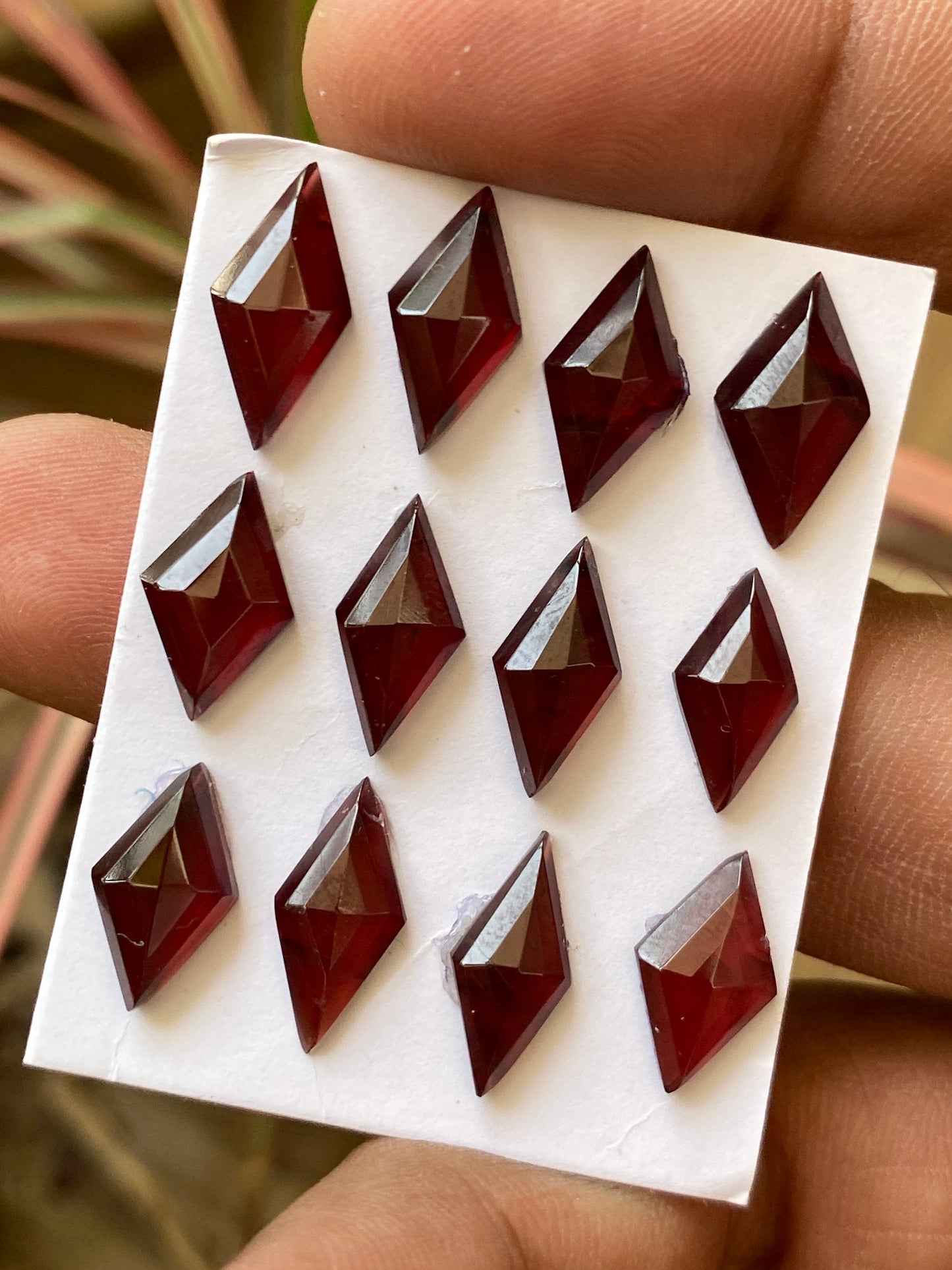 Dazzling Red garnet diamond shape step cut aaa quality wt 35 cts pcs 12 size 13.5x8mm-16x7.5mm red  garnet stepcut diamond