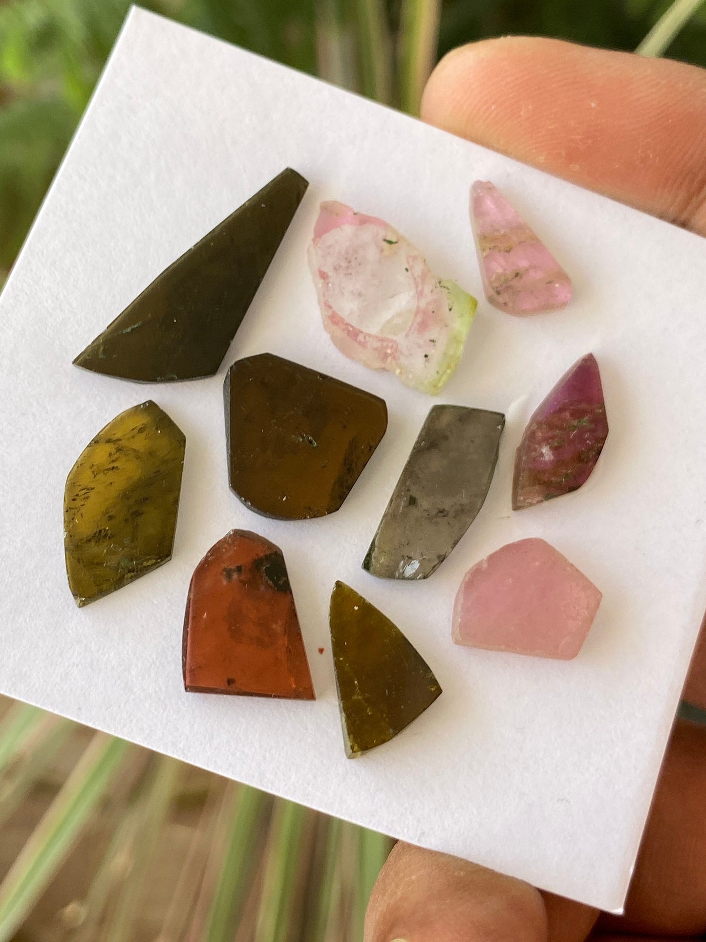 Lovely Watermelon multi tourmaline geometric cut flats lot fine quality wt 39 cts size 11x10mm-26x10mm pcs 10 natural tourmaline geometric