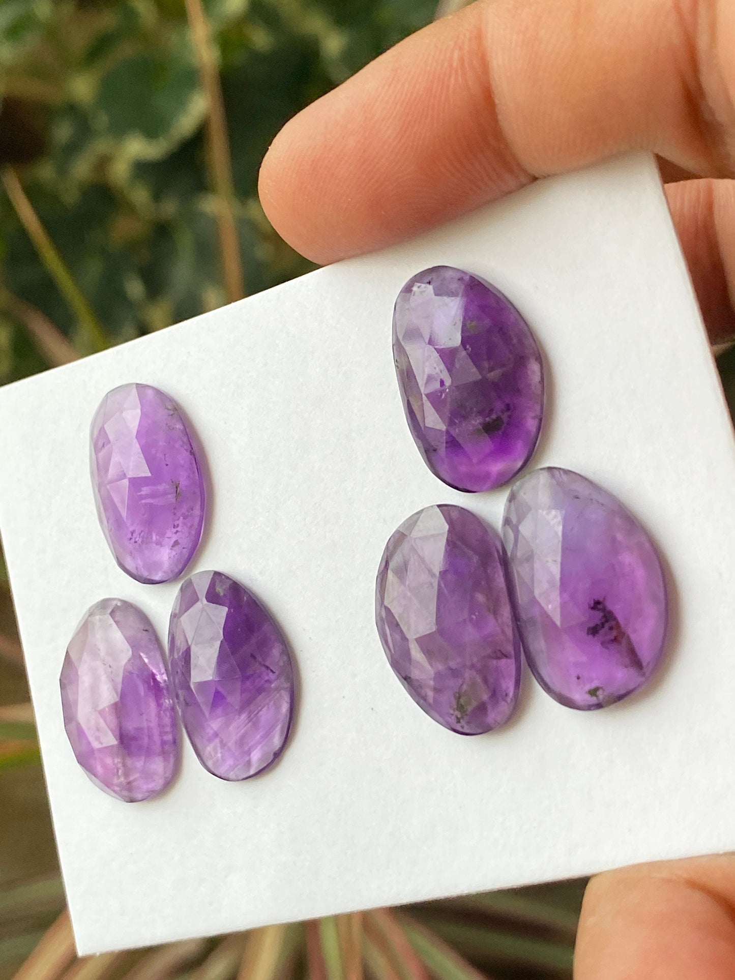 Nice amethyst rosecut fancy pair flatback gems weight 42 carats pcs 6 size 19.8x12.8mm-20.4x13.3mm pair rosecut amethyst matched pair