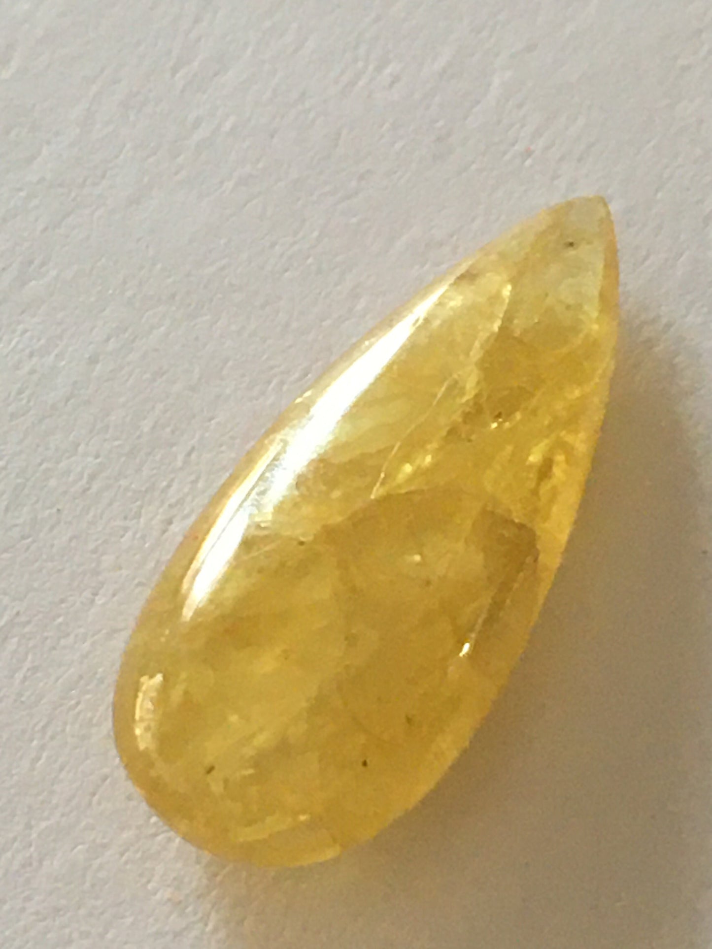 Beautiful very rare natural lemon yellow sapphire pear cabochon  wt 7.60 cts size 20x8.4mm Nigerian yellow sapphire  rare natural unheated