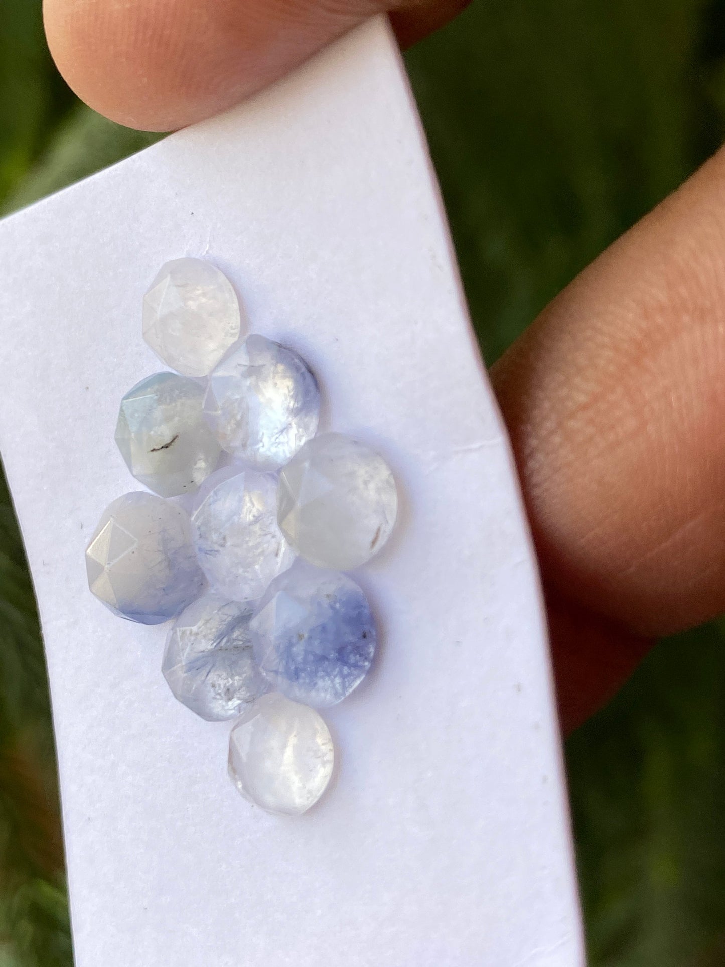 Cute rare Dumortierite in quartz rosecut pcs 9 Wt 15 cts size 7.5-8.3mm Brazilian mines dumortierite cabochons flatback rosecut