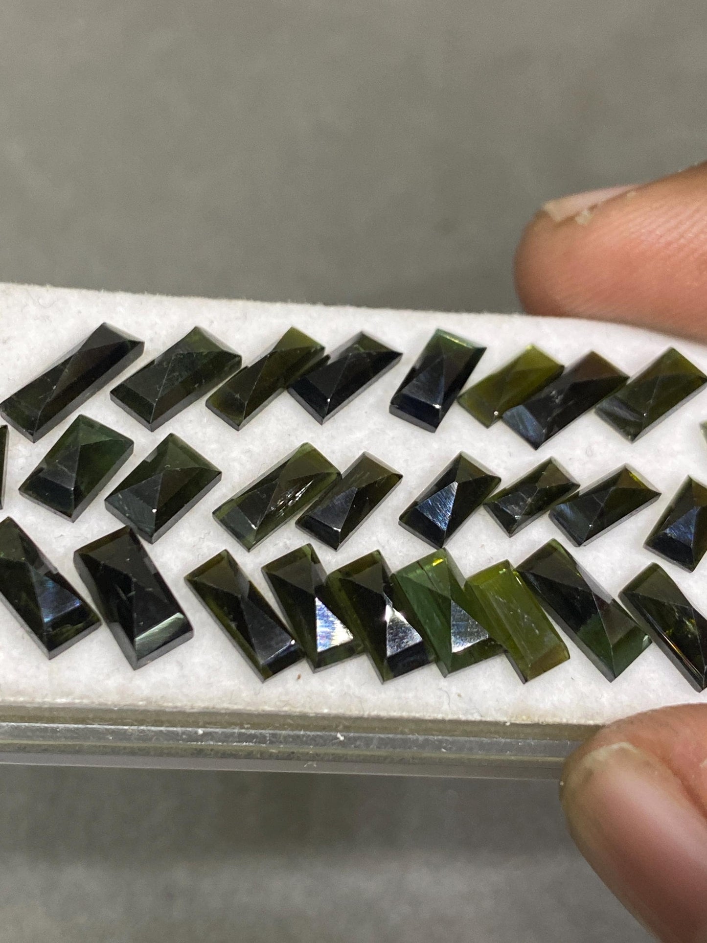 Ravishing Rare Green tourmaline sugarloaf step cuts weight 14.75 cts pcs 28 small size 3.8mm-6x4.6mm tourmaline stepcut sugar loaf flatback