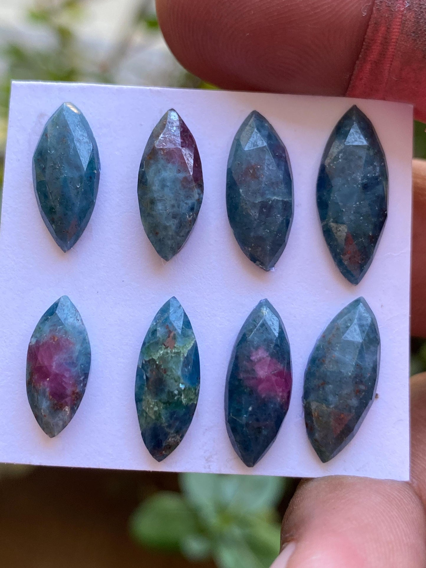 Very cute  rare natural ruby fuschite rosecut marquise lot  pcs 8 wt 29.25 cts size 14x6.3mm-18.7x7.7mm unheated untreated ruby rosecut