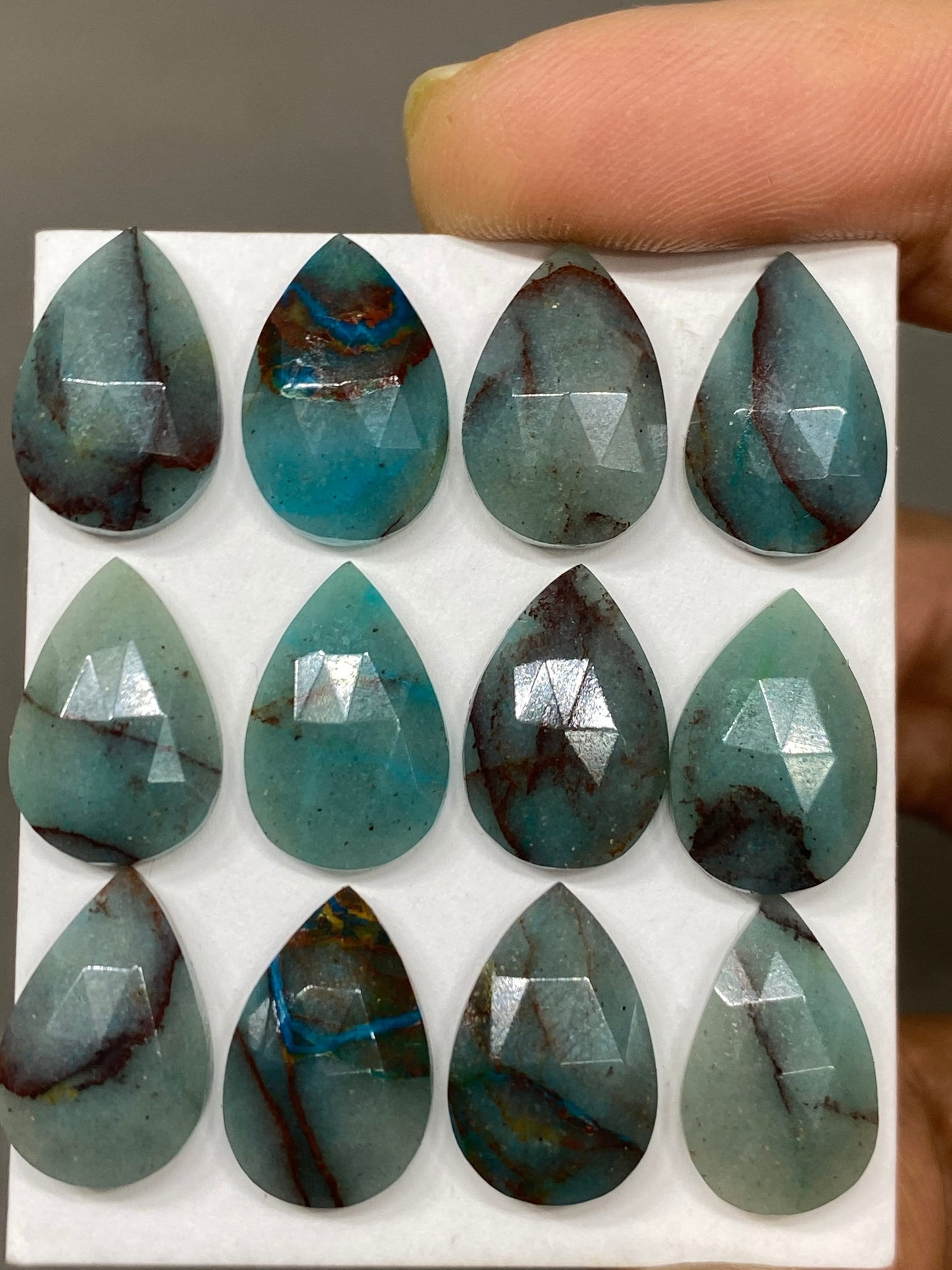 Natural chrysocolla pear rosecut wholesale lot weight 53 carats pcs 12 size 15x9-15x10mm flatback gems