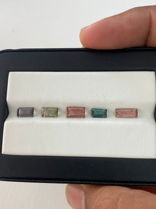 Fabulous  Rare Watermelon Tourmaline Octagon cutstones pcs 5 wt 3.1 cts 6x3-8x7mm tourmaline cuts octagons cutstones bi color tourmaline