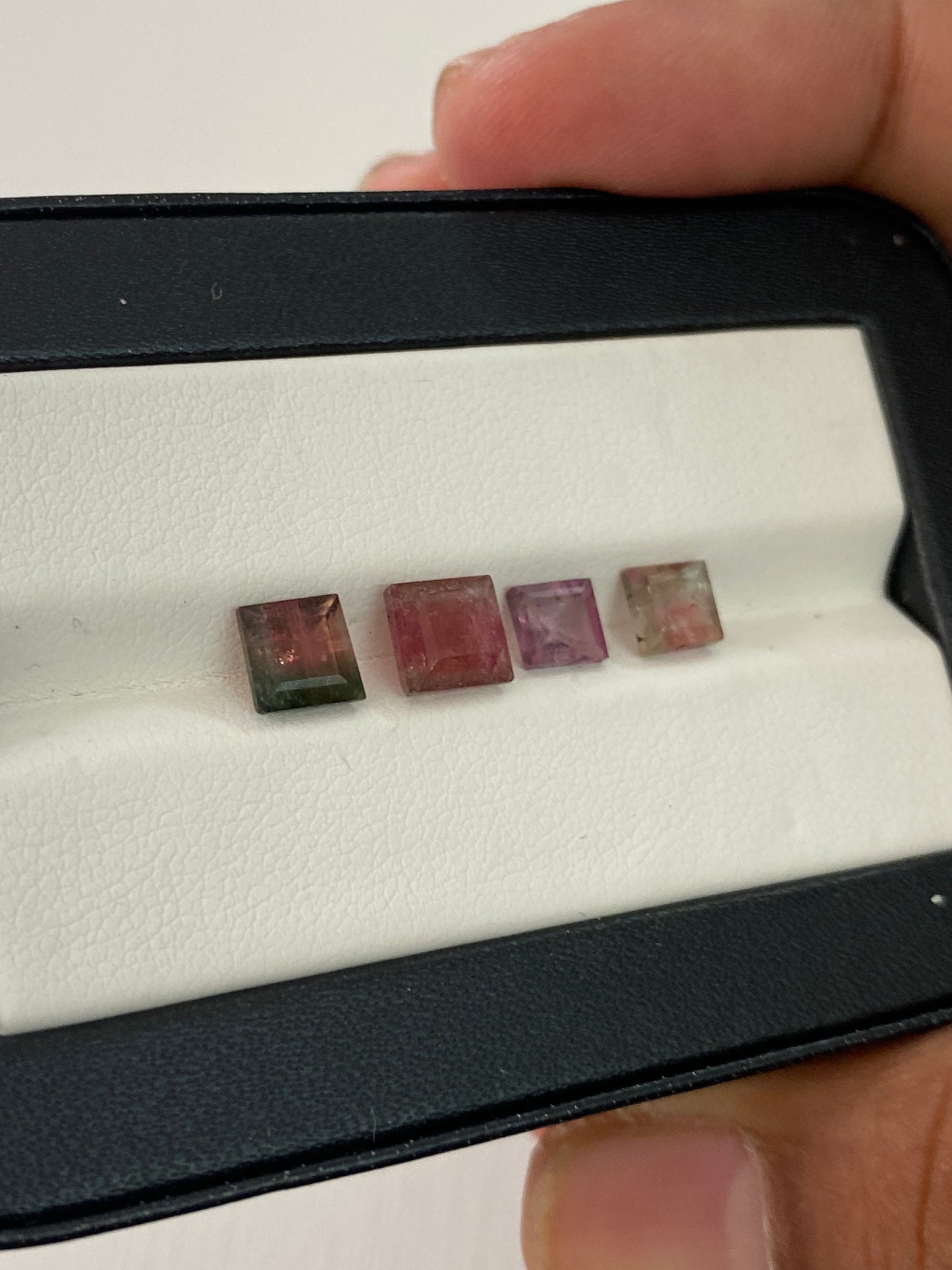 Lovely Rare Watermelon Tourmaline cutstones pcs 4 wt 5 carats size 5-6mm tourmaline cuts princess squares cutstones bi color tourmaline