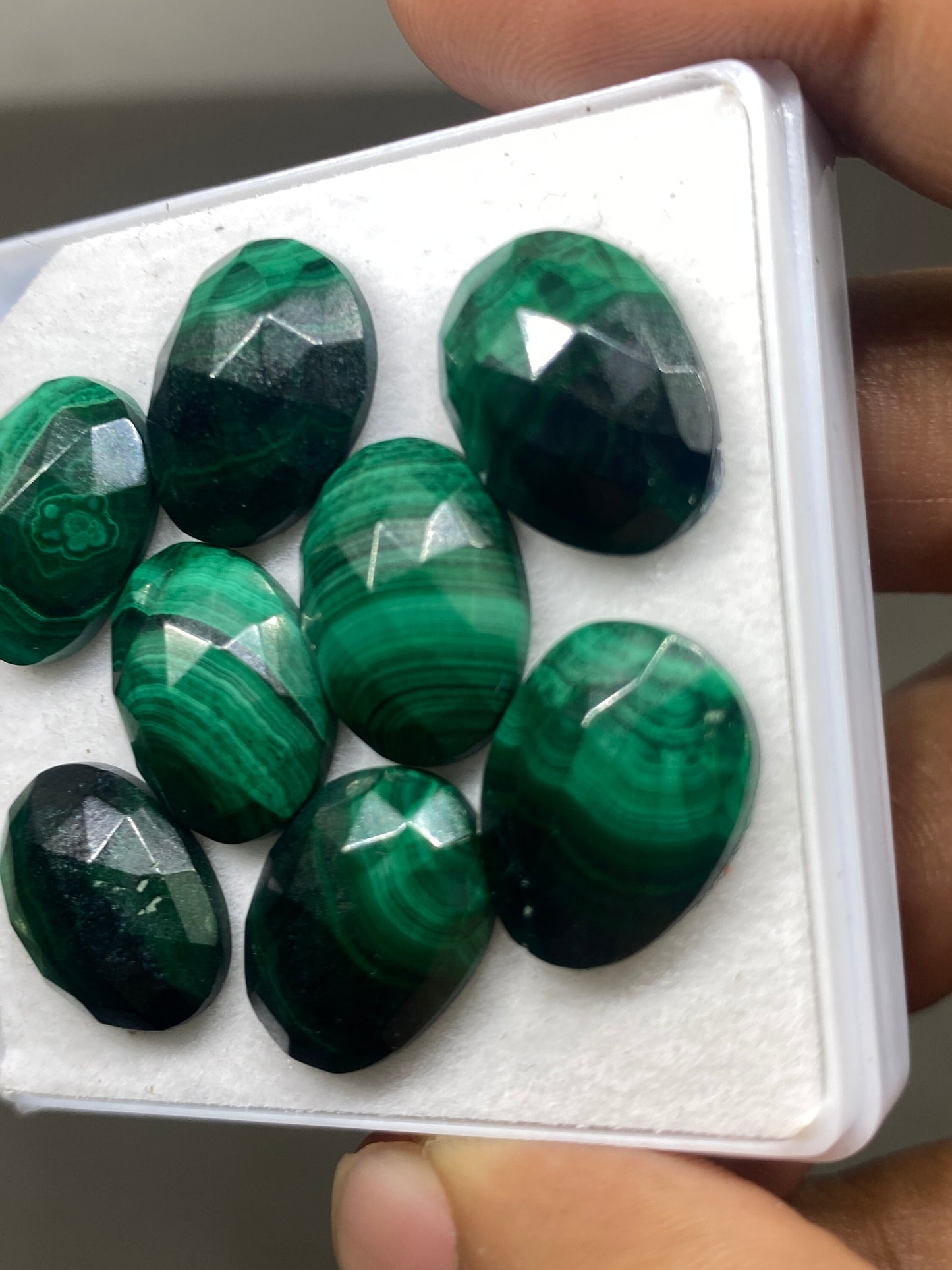 Malachite oval rosecut wholesale lot weight 76 carats pcs 8 size 16x12mm flatback gems malachite hexagon