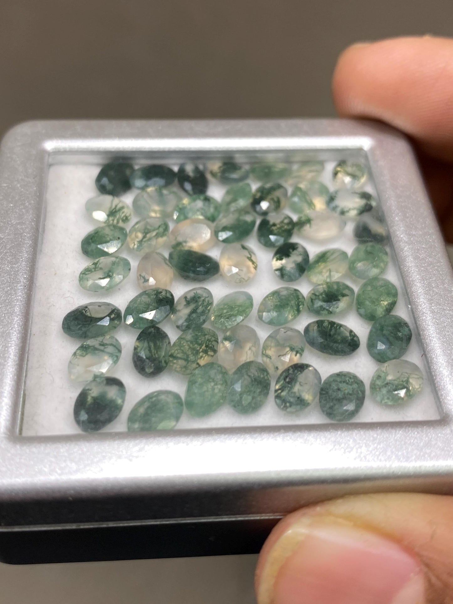 Moss agate Oval faceted cut wholesale lot weight 24 carats pcs 49 size 6x4mm  moss agate oval cut stones