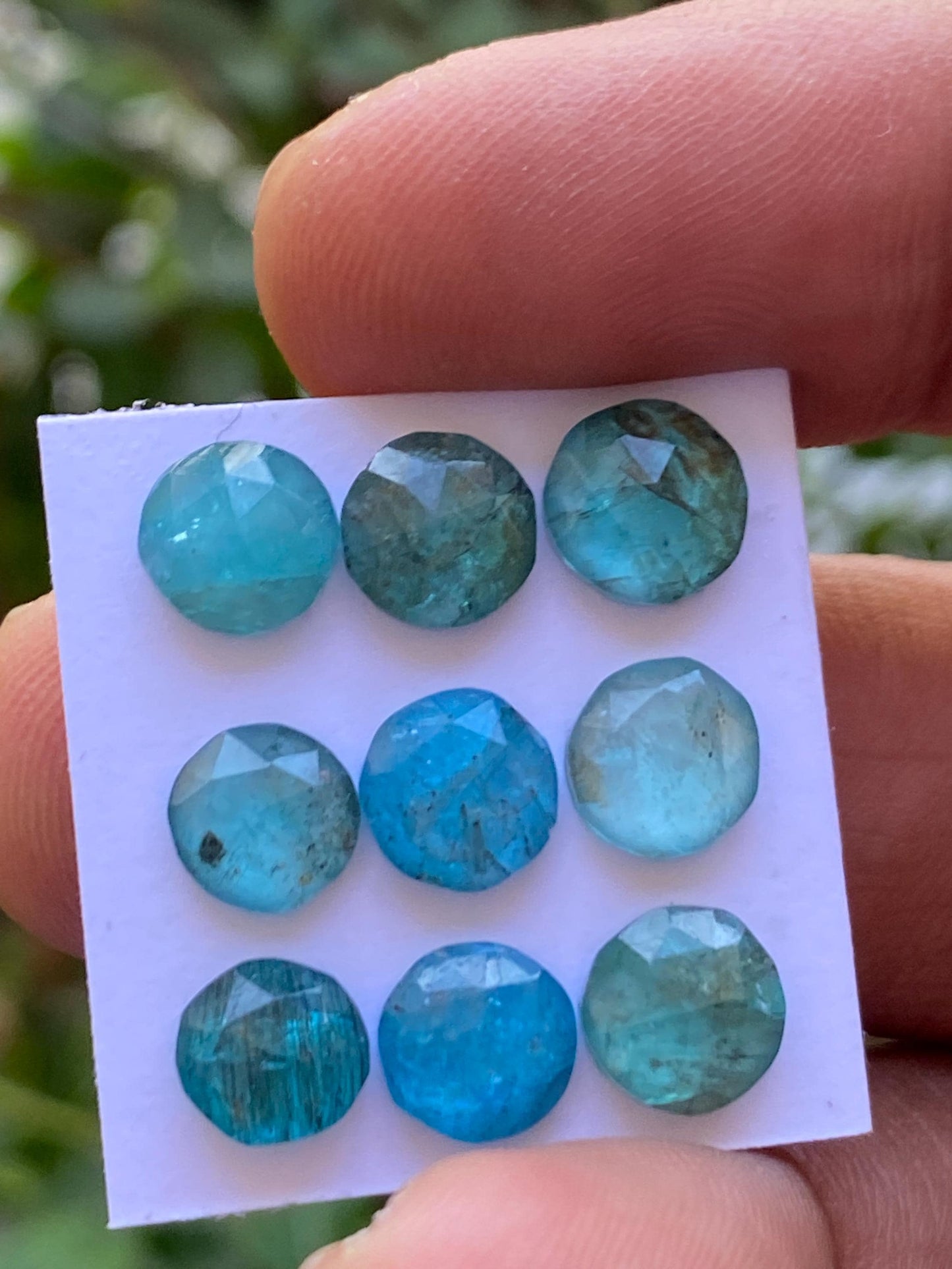 Gorgeous Blue green apatite round rosecut wholesale lot weight 14.75 carats pcs 9 rosecut blue apatite flats  size 6.8-7mm apatite rosecut