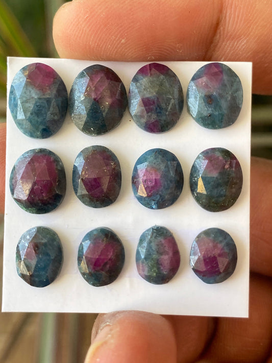 Stunning rare natural ruby fuschite rosecut oval lot  pcs 12 wt 44 cts size 9x8mm-13x10mm  unheated untreated ruby rosecut