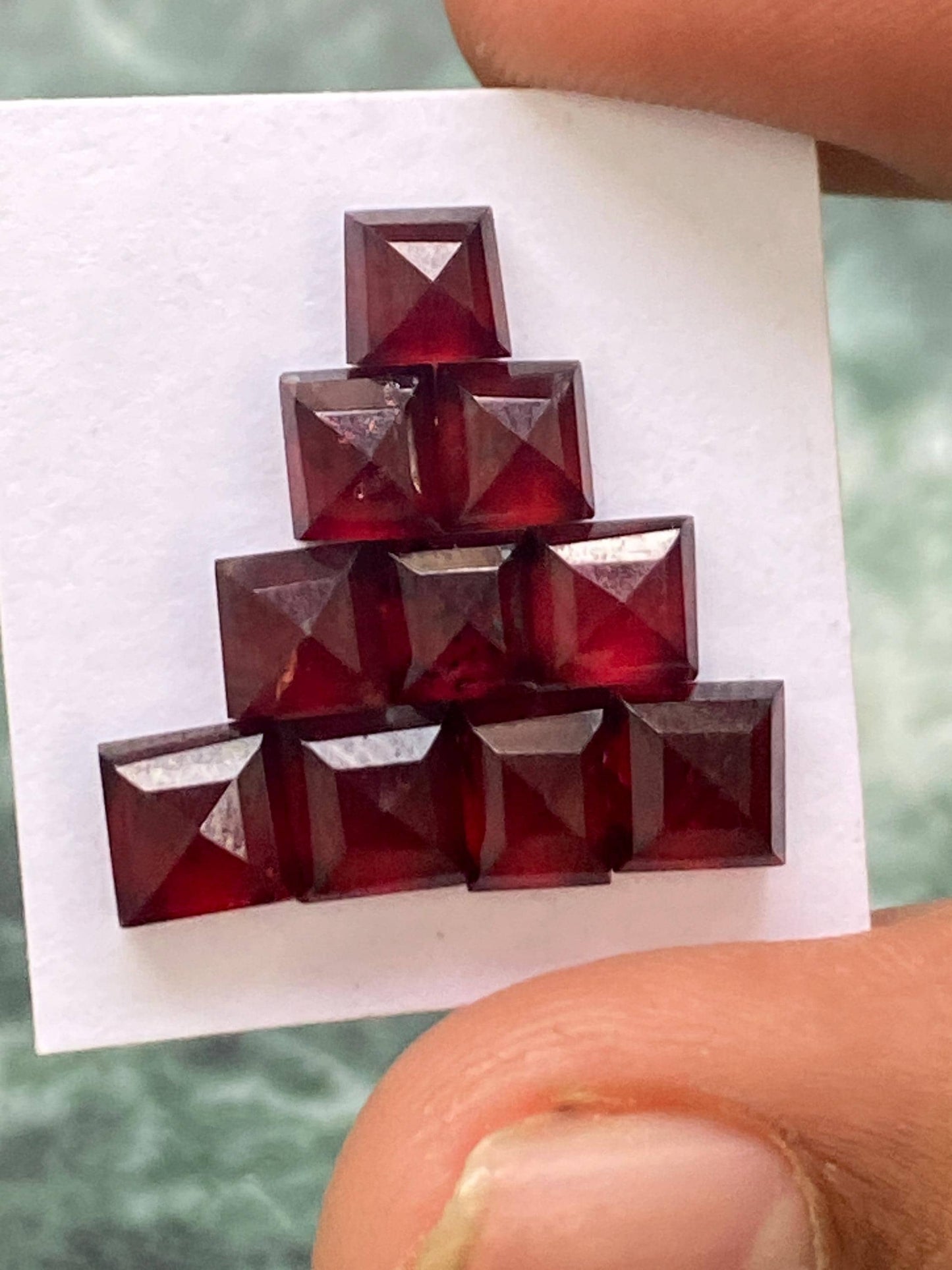 Wow Red garnet square step cuts aaa quality wt 14.20 cts pcs 10 size 5mm-6mm red  garnet stepcut squares