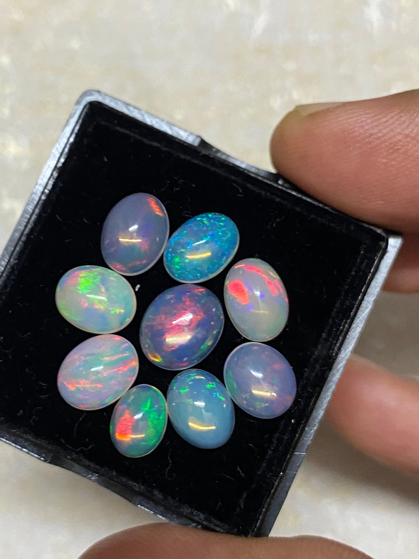 Beautiful Fire opal cabochons lot size 8x6-10x8mm wt 8.45 carats pcs 9 opal cabochon fire opal  aaa quality fire opals cabochons