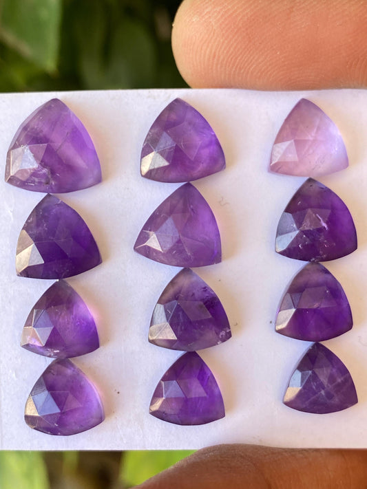 Awesome amethyst trillion rosecut amazing trillion rings jewelry supply size 8mm-11mm wt 32 carats Pcs 12  amethyst trillion cutstones