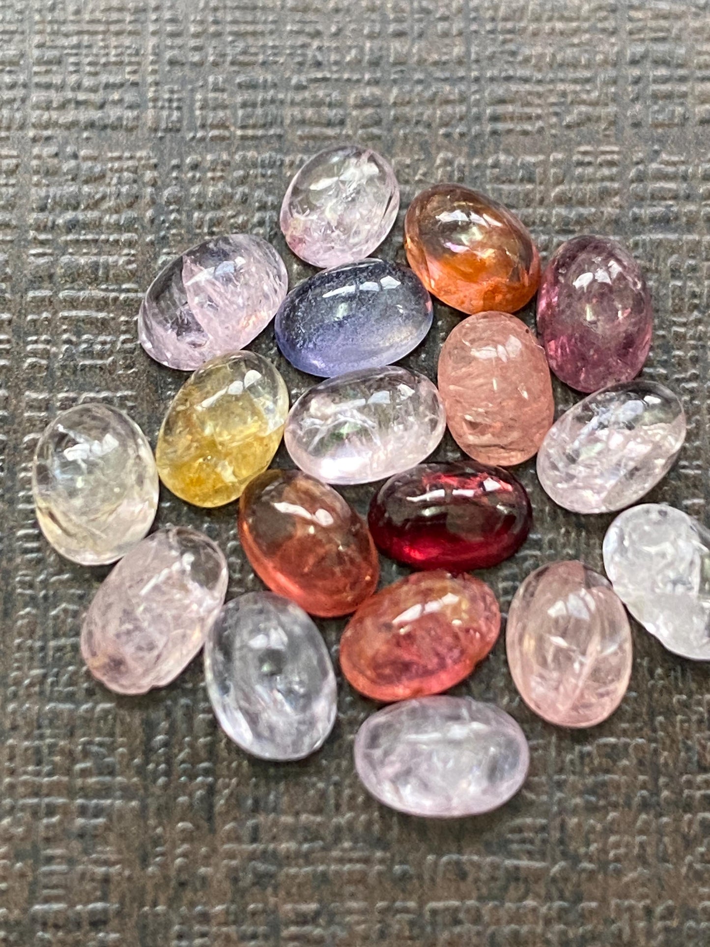 Stunning rare Burma mines spinel oval shape cabochons smooth weight 9.70 carats size 5x4mm-8.5x4mm pcs 17 spinel oval cabochons