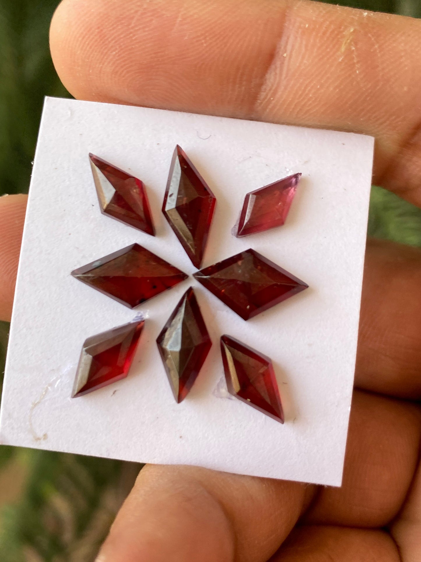 Mesmerising Red garnet diamond shape step cut aaa quality wt 15.40 cts pcs 8 size  9x5.5mm-14.5x6mm red  garnet stepcut diamond