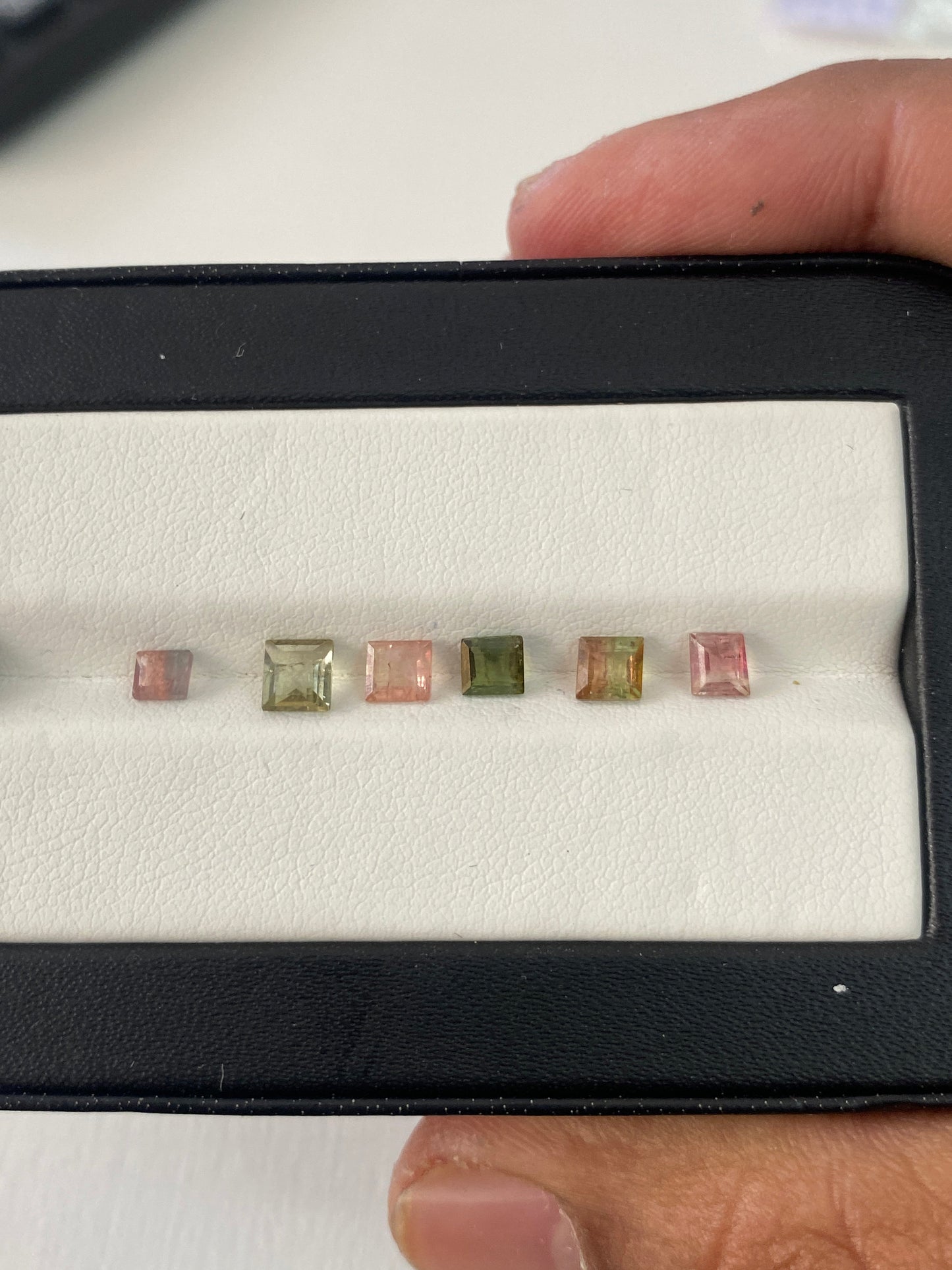 Watermelon Tourmaline cutstones pcs 6 wt 2 carats small size 3-4mm tourmaline cuts princess squares cutstones Watermelon tourmaline cut