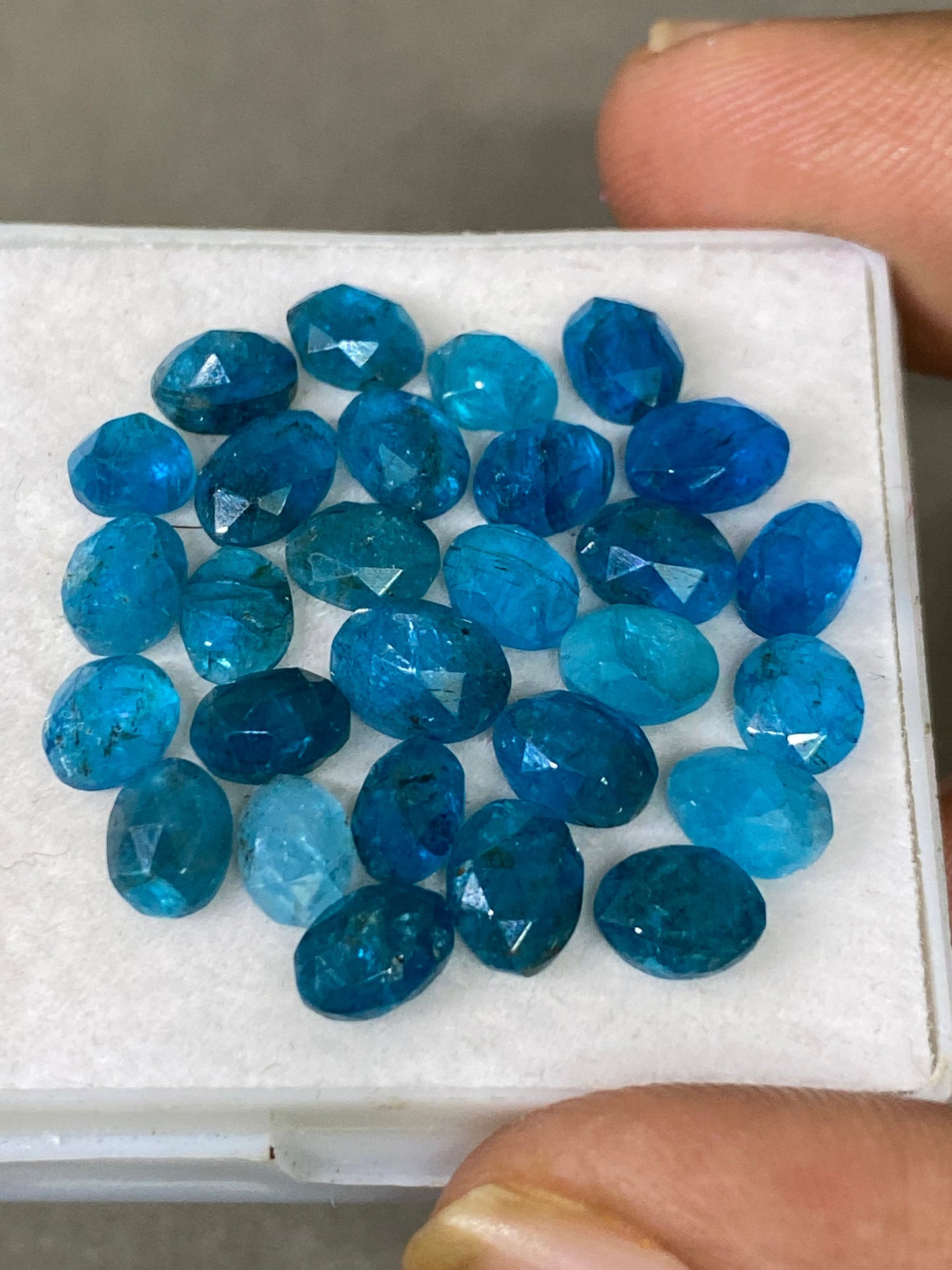 Alluring Neon Blue apatite rosecut wholesale lot wt 20 cts pcs 28 size 5.5x4.5mm-7.5x6mm rosecut neon blue apatite flats apatite rosecut