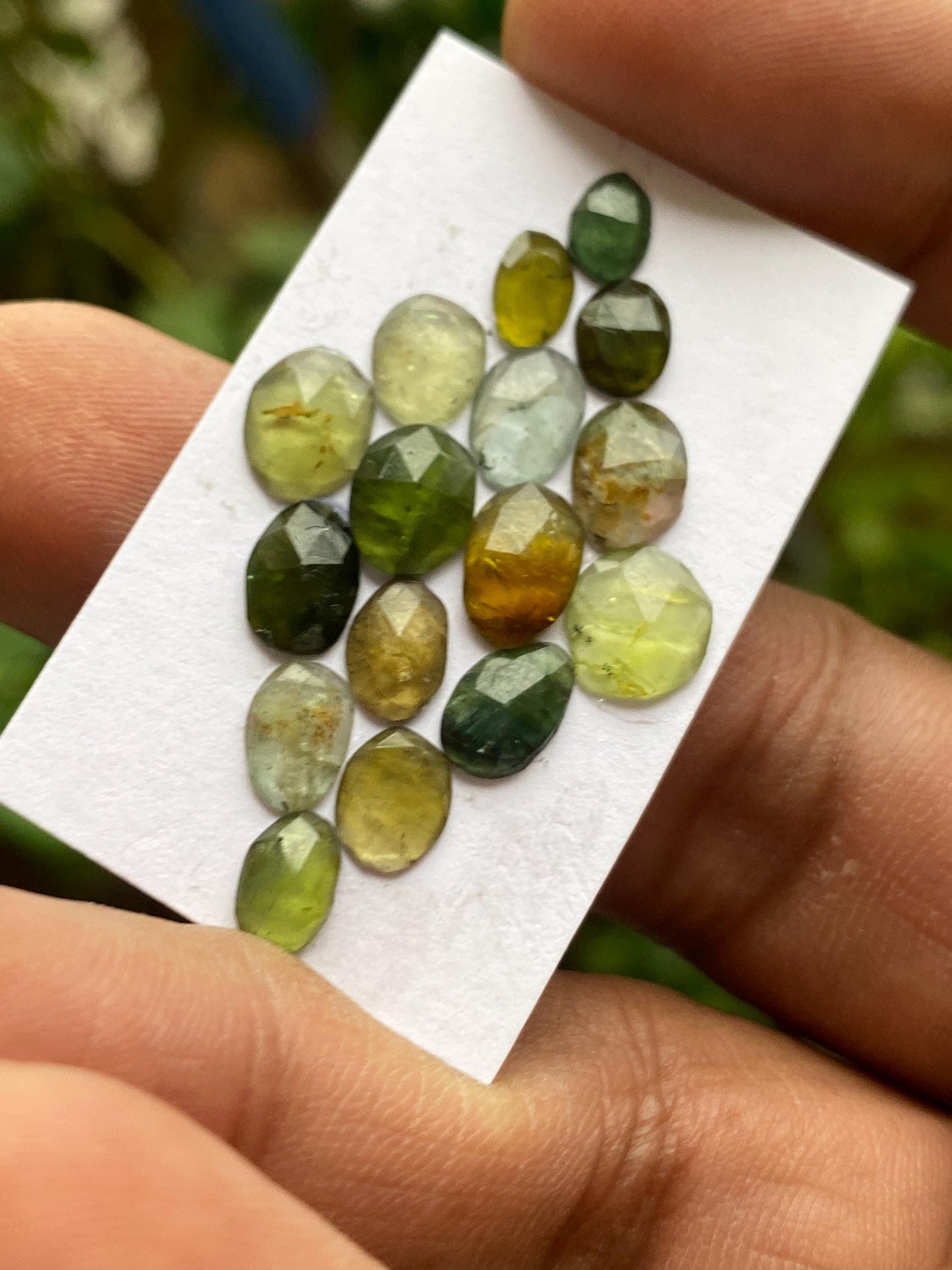 Impressive natural green Tourmaline Rosecuts good size 6.7x5.2mm-8.4x6.7mm weight 10 carats pcs 16 rosecut tourmaline slices