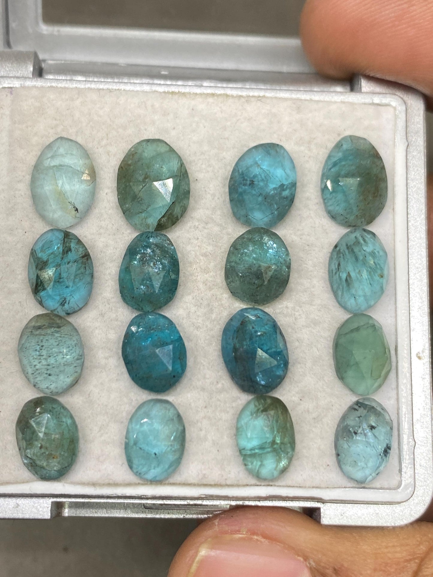 Gorgeous Blue green apatite rosecut wholesale lot weight 31 cts pcs 12 rosecut blue apatite flats size 8.5x6-10x8mm apatite rosecut