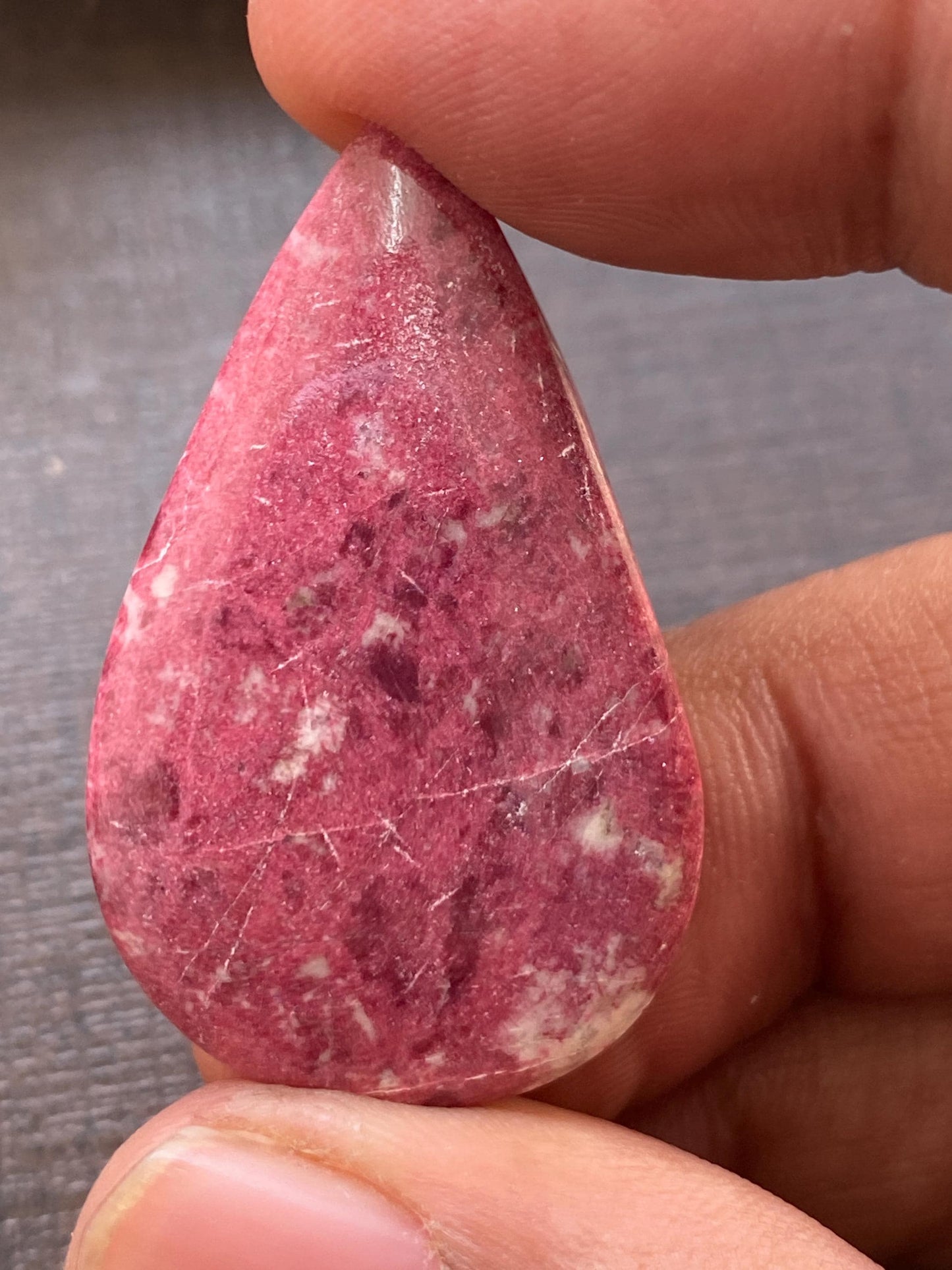 Attractive Thulite Rosaline Norway mines aaa rare huge pear  cabochon wire wrap supply 9.11 grams  53x33mm Thulite cabochon pear cabochon