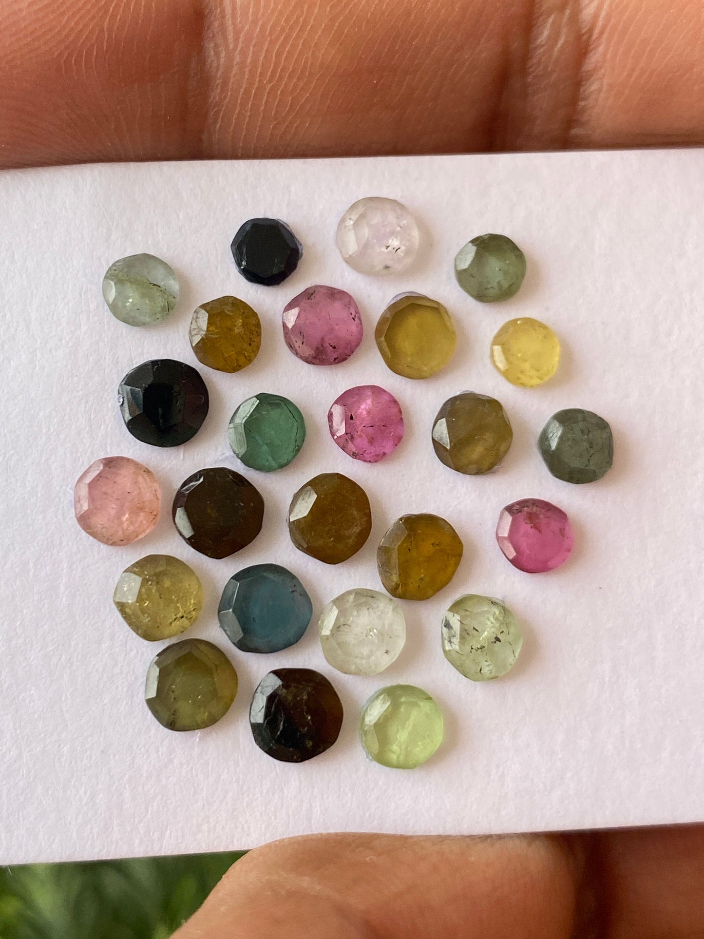 Beautiful   multi tourmaline Rosecuts round wt 8 carats size 3.7mm-5mm Pcs 25 rosecut multi  tourmaline lot