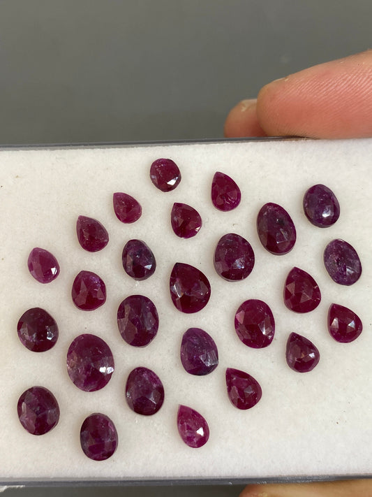 Enchanting very rare natural ruby rosecut Longido  mines lot pcs 27 wt 25  cts size 5x3mm-8x6mm unheated untreated ruby rosecut