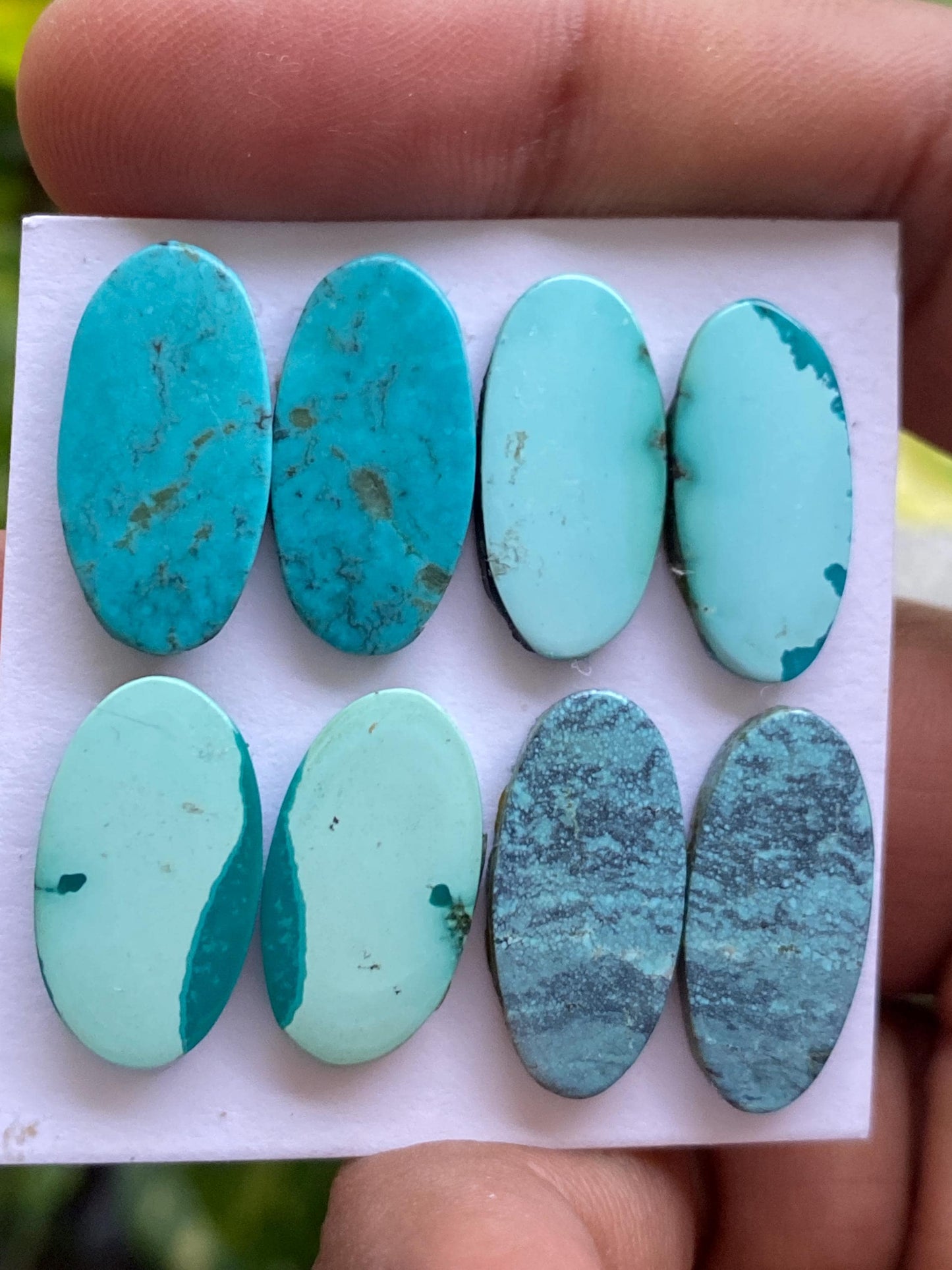 Fabulous Turquoise pairs natural hubei mines smooth polished cloud mountain pcs 8 wt 45 carats big 19x10-21x10mm turquoise earrings supply