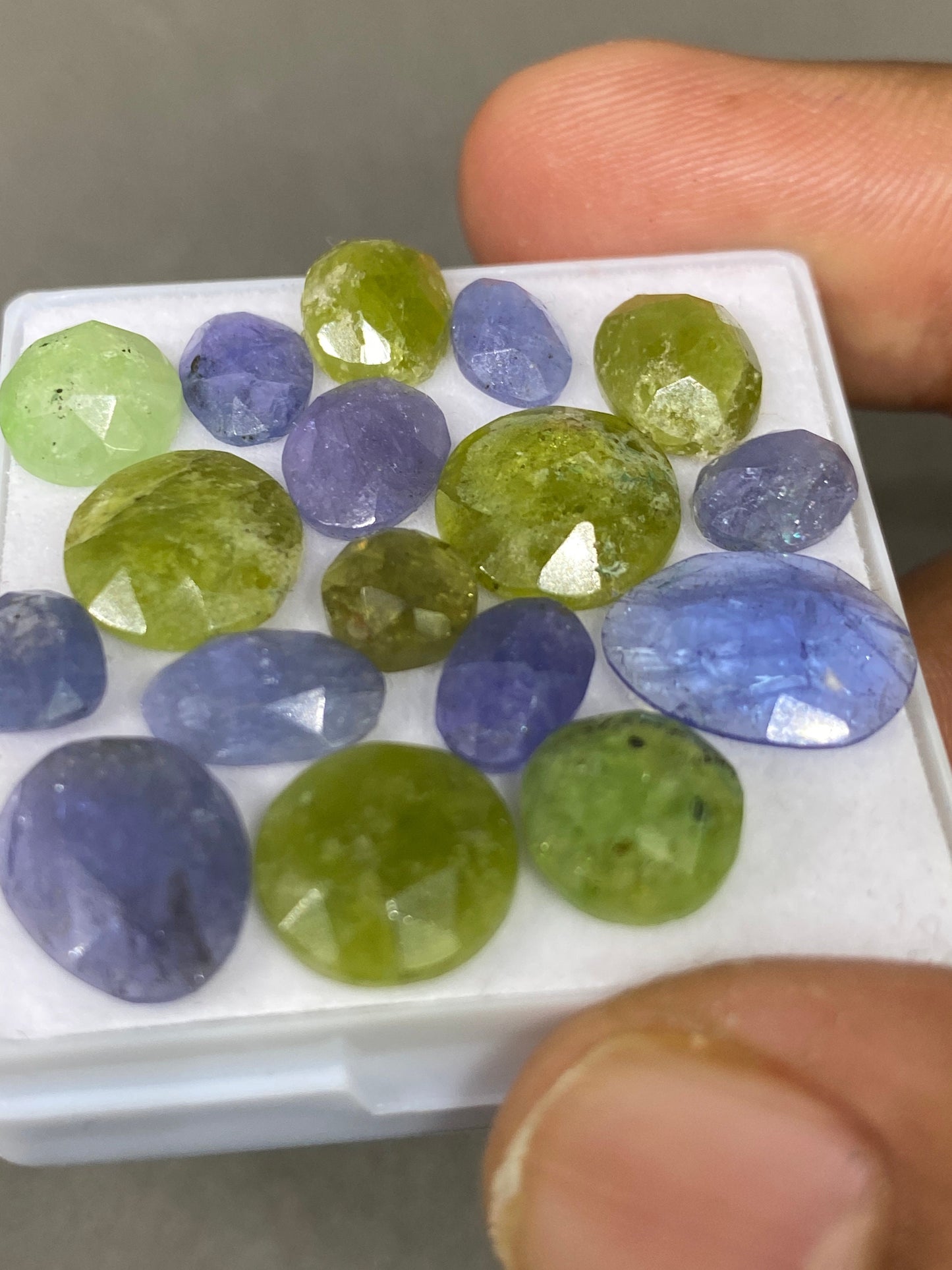 Lovely Rare set tanzanite rosecut Vesuvianite  rosecut flats wt 37 cts size 6.8-13.4x10mm pcs 17 rosecut tanzanites vesonite flatback gems