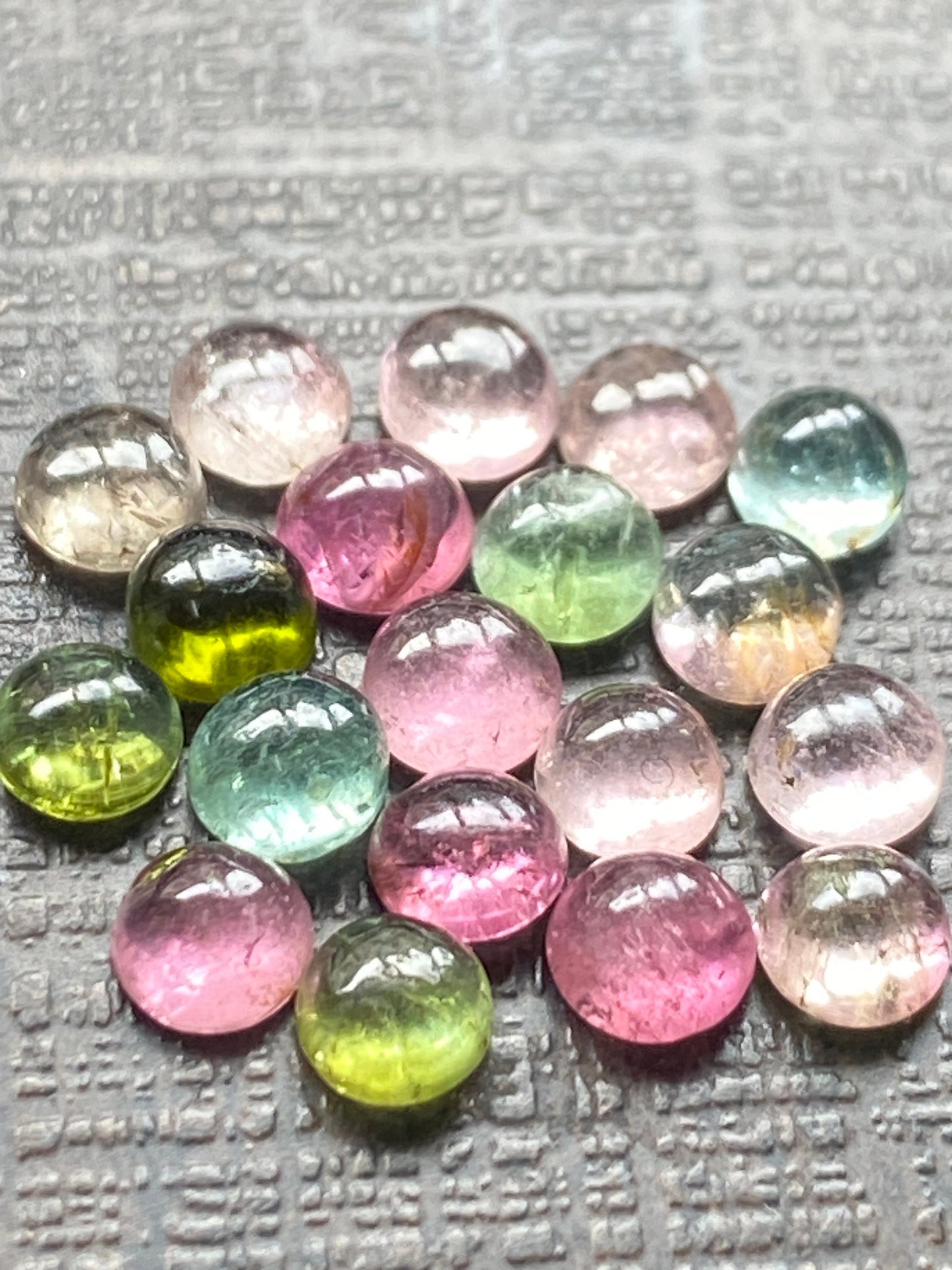 Dazzling rare Pink multi tourmaline  round cabochons lovely quality size 4.2-4.4mm fine quality pcs 19 wt 6.40 cts pink tourmaline round