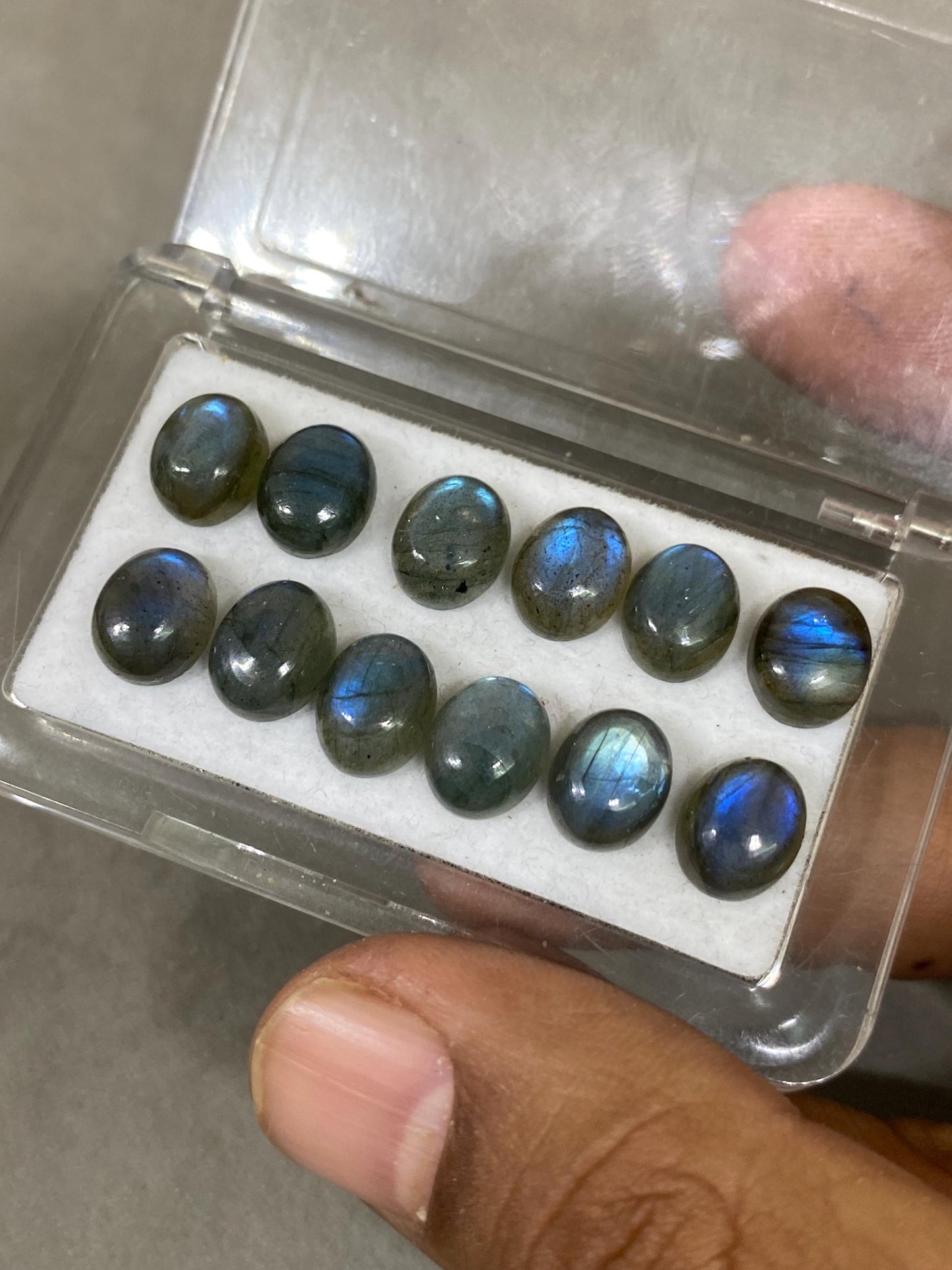 Labradorite blue fire oval Cabochons Good Quality  flashy size  10x8mm wt 35.20 carats pcs 12 labradorite cabochons