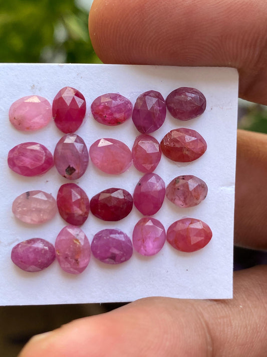 Stunning Rare mozambique mines ruby oval rose cut wt 15 cts  pcs 20 size 5.6x4.5mm-7x5mm ruby oval rosecut flatbacks