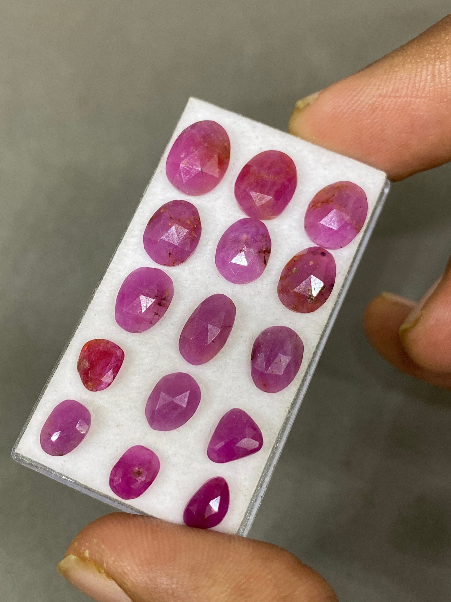 Amazing natural unheated untreated ruby rosecut flats amazing color mixed shapes wt 24.20 cts pcs 15 size 6.5x5mm-10.7x8mm ruby rosecut