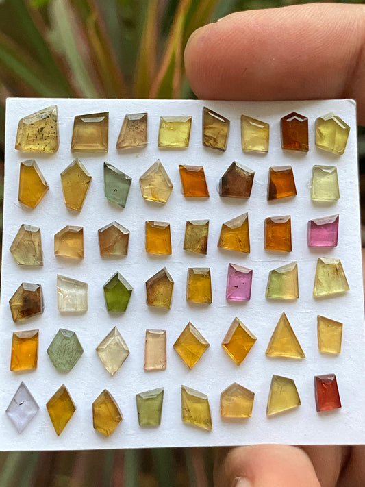 Vivacious rare multi tourmaline stepcut geometric wt carats pcs size tourmaline stepcuts